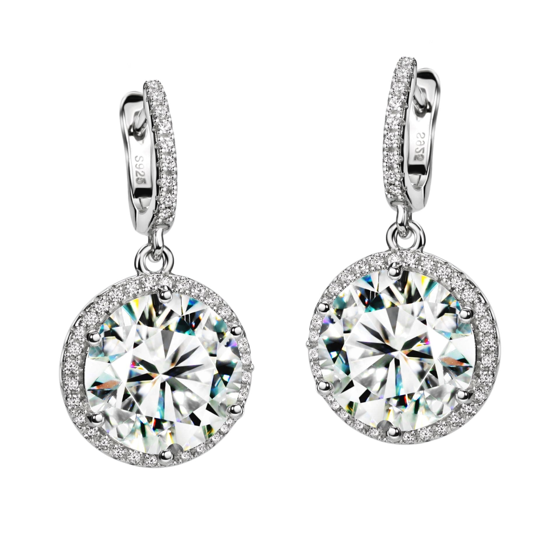 Michooyel Sterling Silver D-E Color VVS Cubic Zirconia Halo Earrings