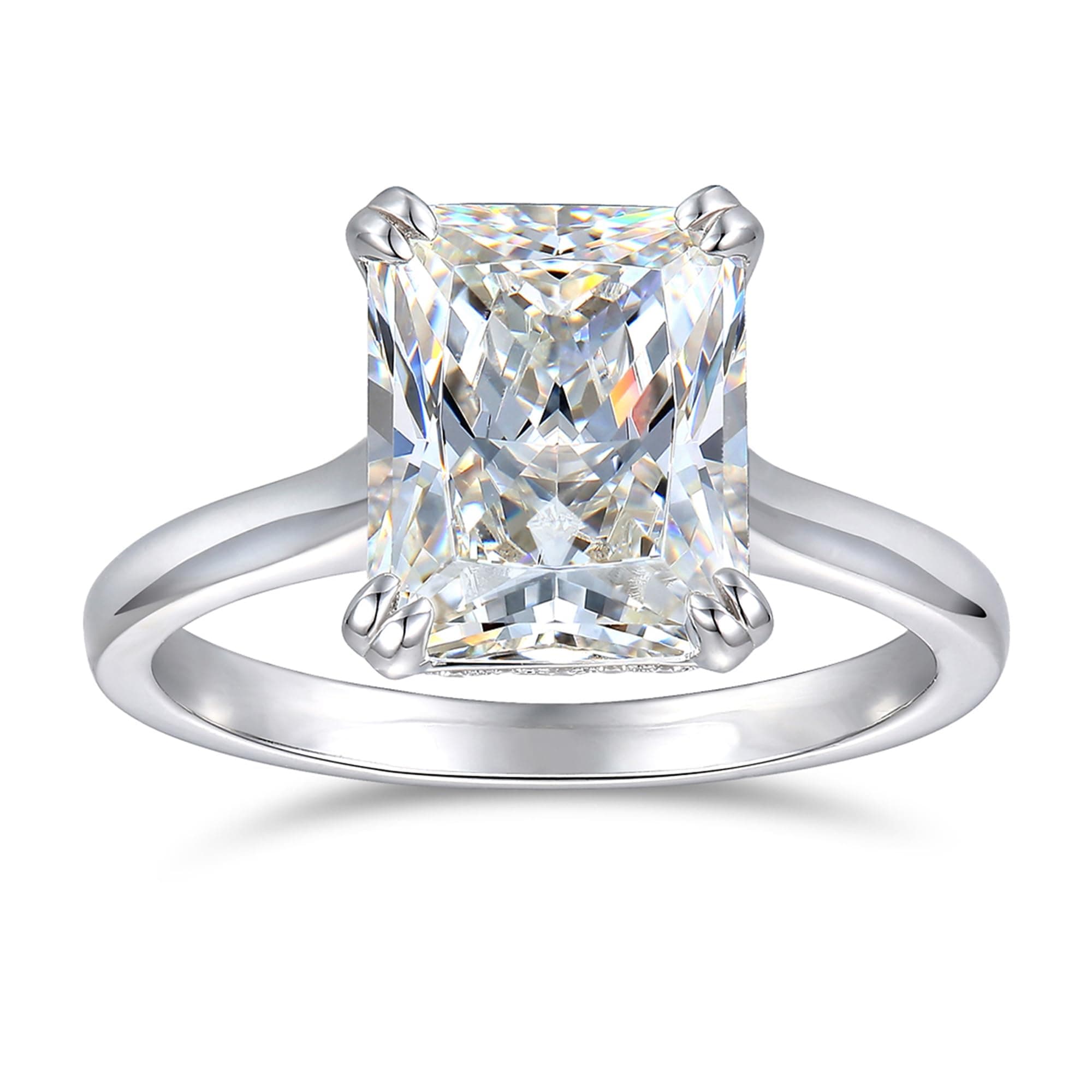 CGSRING 4 Carat Radiant Cut Moissanite Engagement Ring