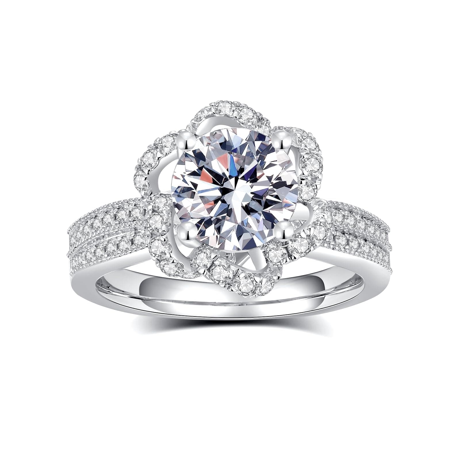 Moissanite Engagement Rings for Women, D Color VVS1 Round Cut Wedding Rings for Wife