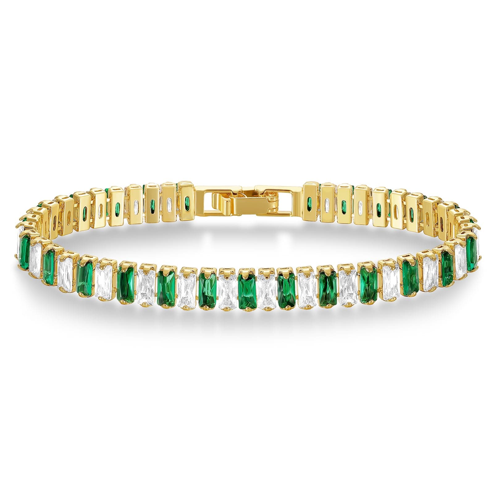 KELORIS PATH Women's 14K Gold Plated White Gold CZ Tennis Bracelet