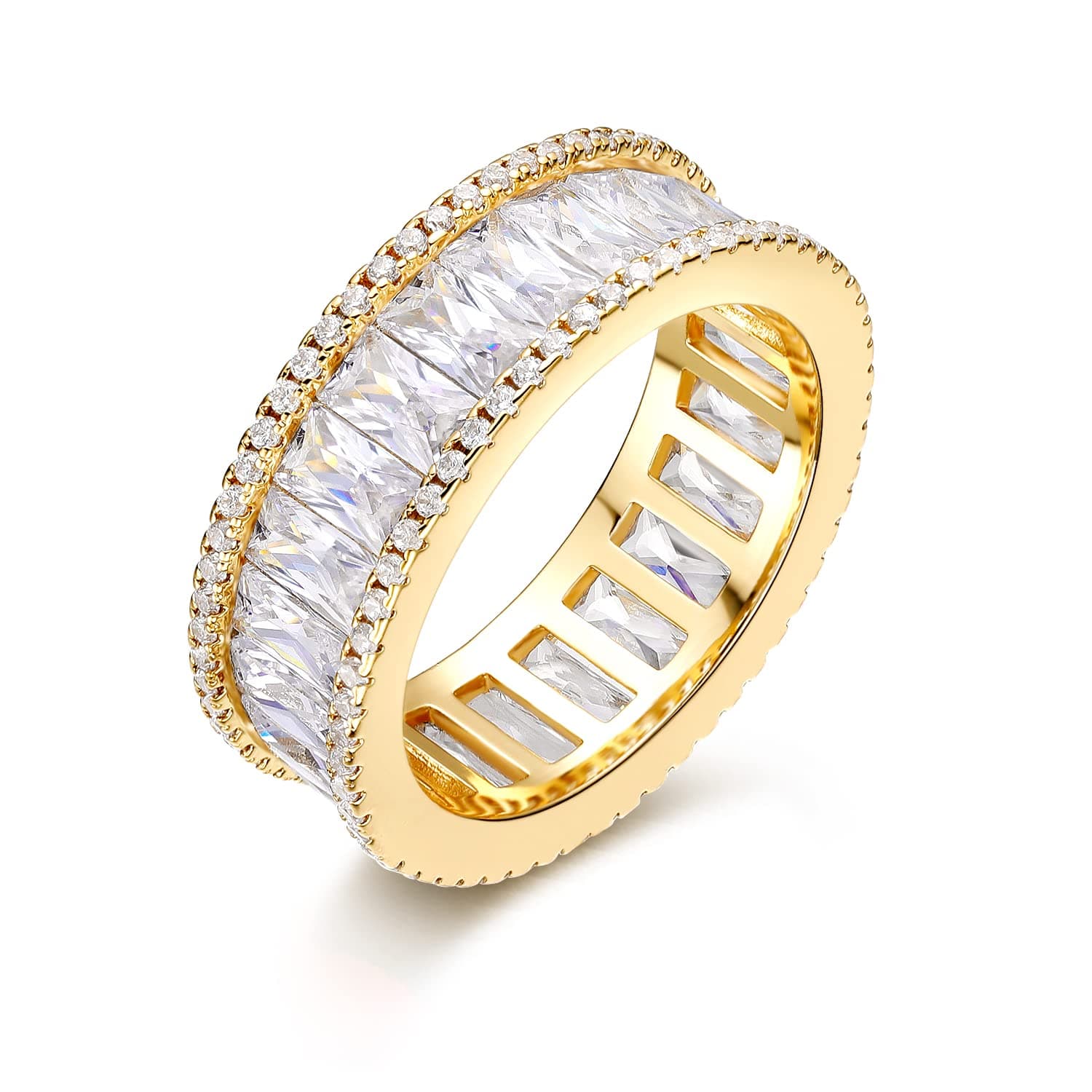 MDFUN 18K Gold Plated Womens Eternal CZ Wedding Promise Ring