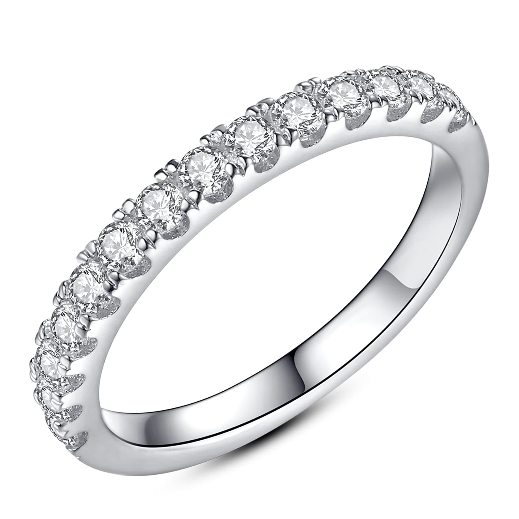 Moissanite Wedding Band for Women: 925 Sterling Silver with White Gold Plating