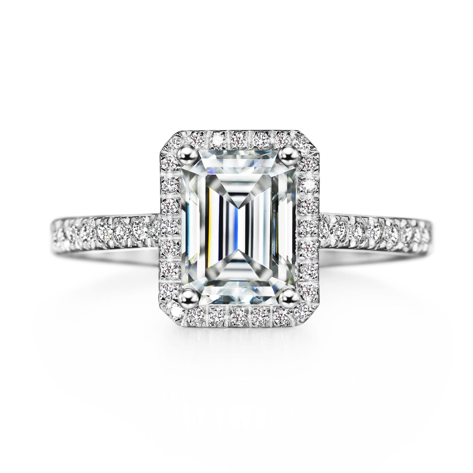 Michooyel D Color VVS1 Moissanite Emerald Halo Ring for Women