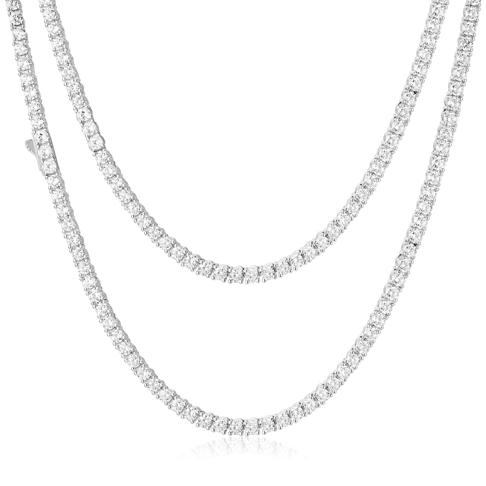 CG&KYGG 14K White Gold Plated Cuban Link Tennis Chain Choker Gift Box