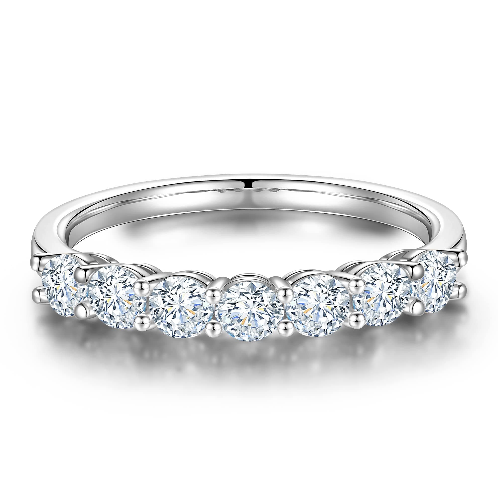 MOOSEA 7 Stone Moissanite Ring for Women, 18K Gold Filled Jewelry