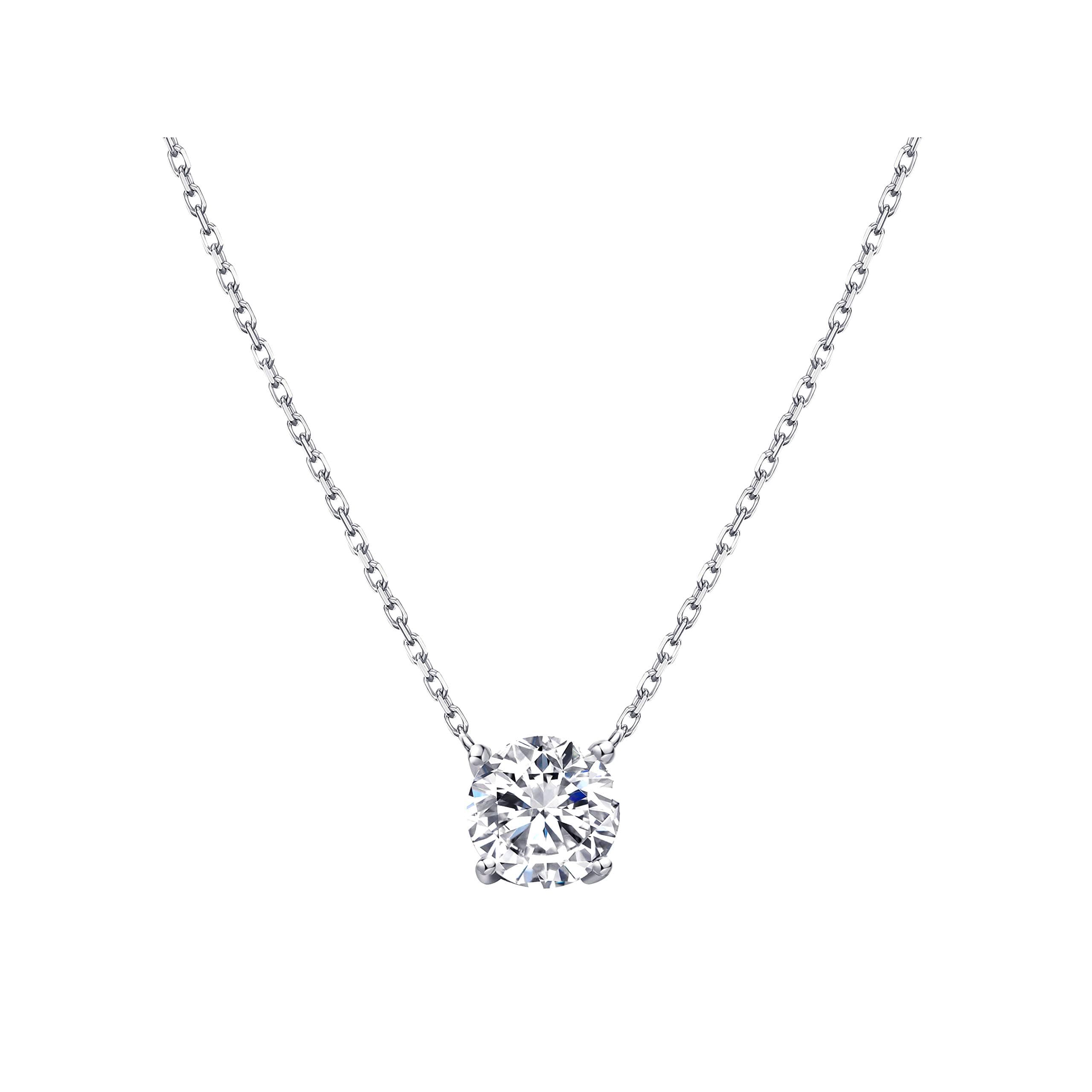 S.Leaf Sterling Silver Gold Plated Solitaire Diamond Pendant Choker Necklace for Women