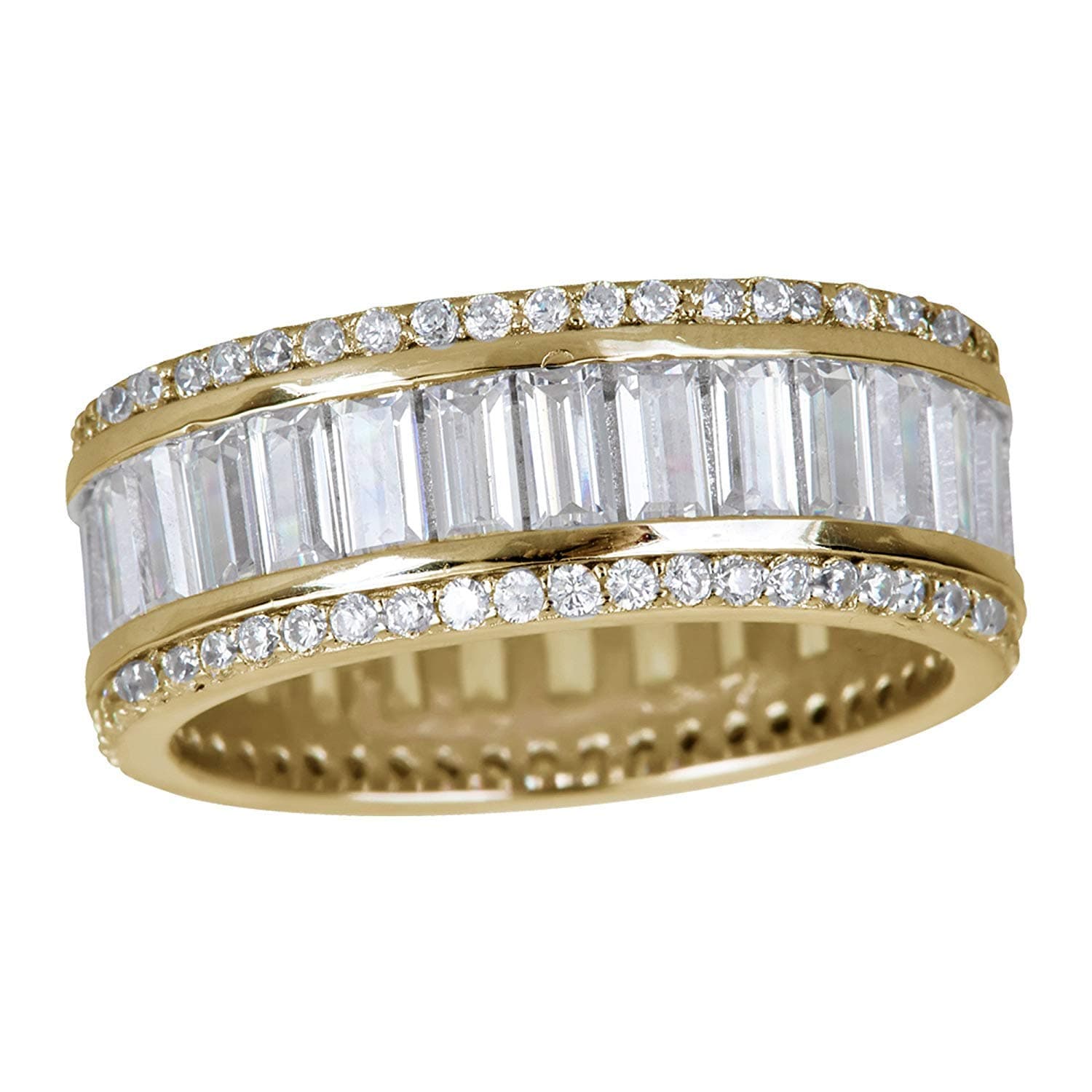 DECADENCE Sterling Silver Baguette & Round CZ Eternity Band Ring