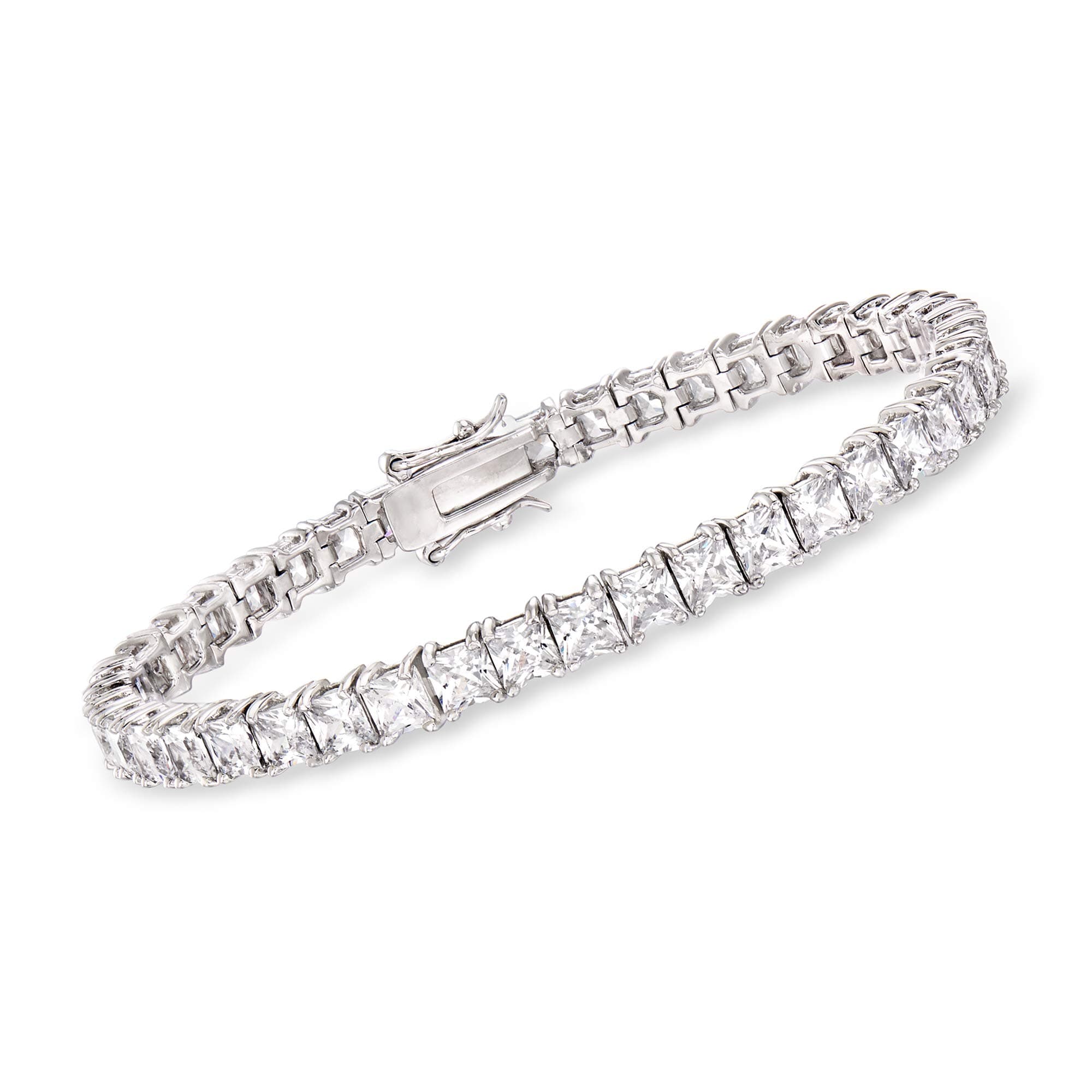 Ross-Simons Sterling Silver 16.00 ct. t.w. Princess-Cut CZ Tennis Bracelet (7 inches)