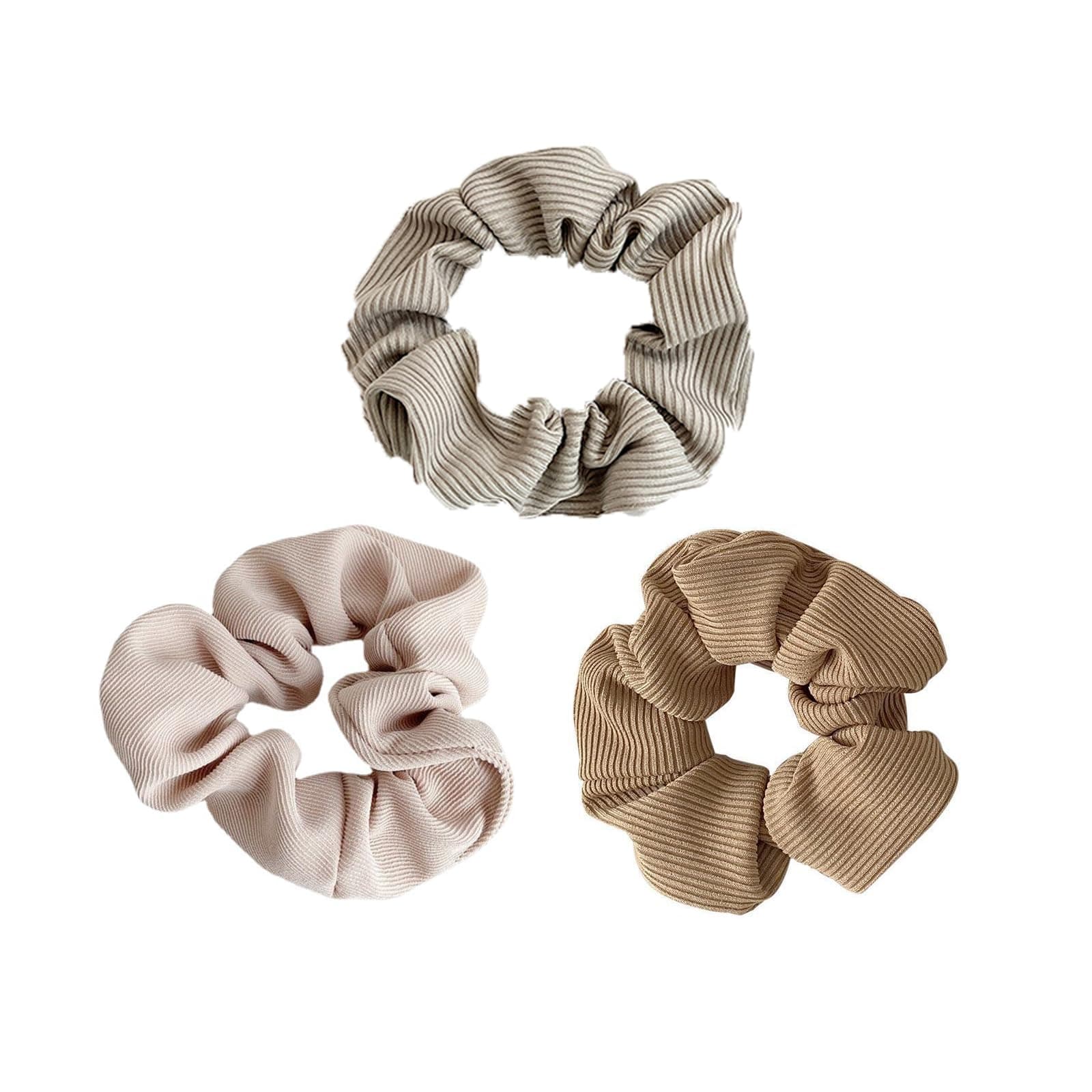 Morandi Silk Satin Scrunchies Set - 3Pcs Hair Holders for Women