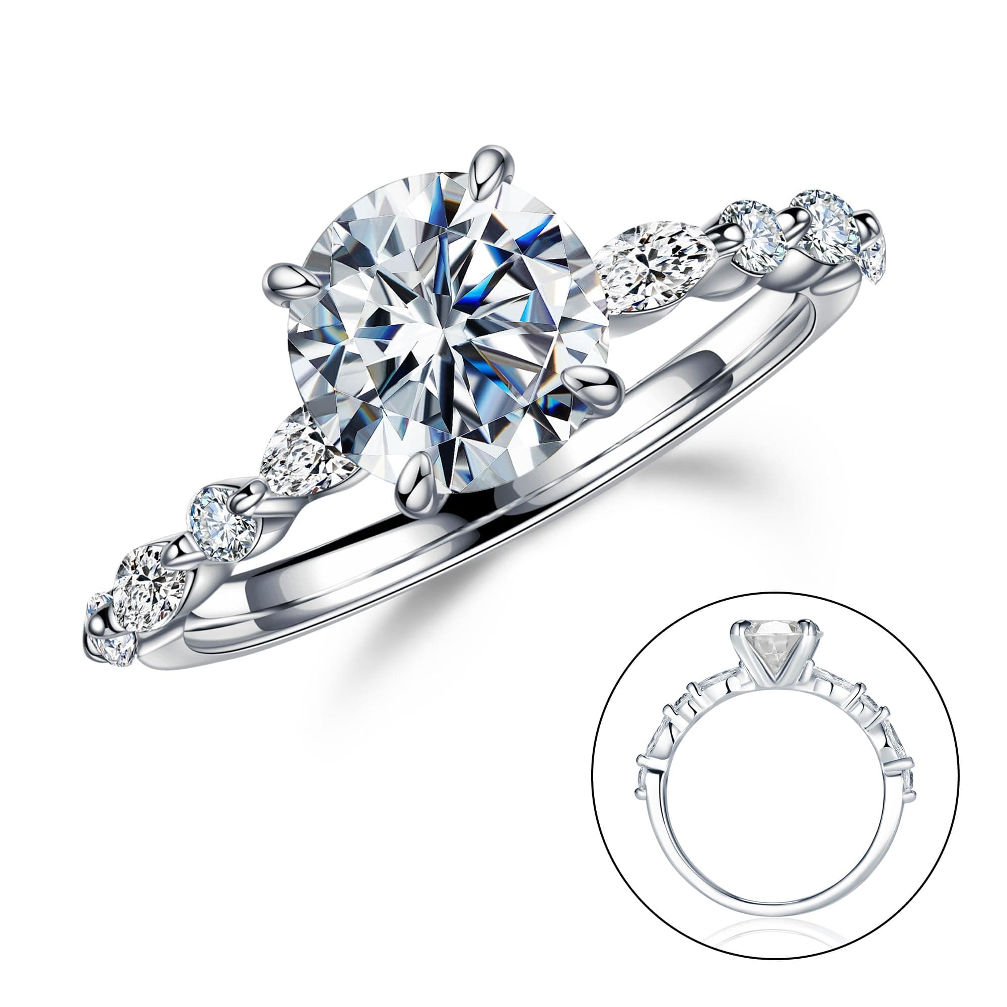 Moissanite Engagement Rings for Women, 1-3ct D Color VVS1 Clarity 925 Sterling Silver