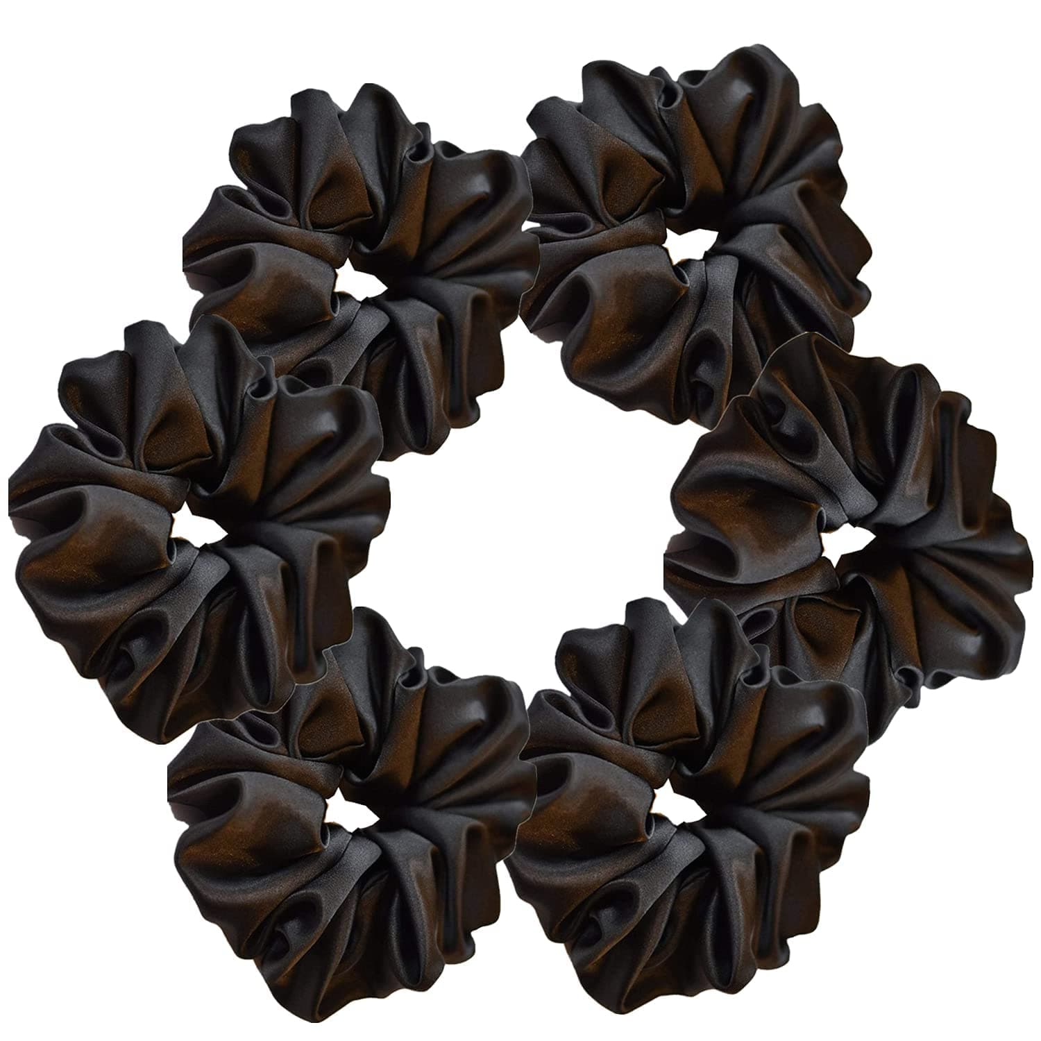 6-Piece Soft Satin Silk Scrunchies for Big Hair