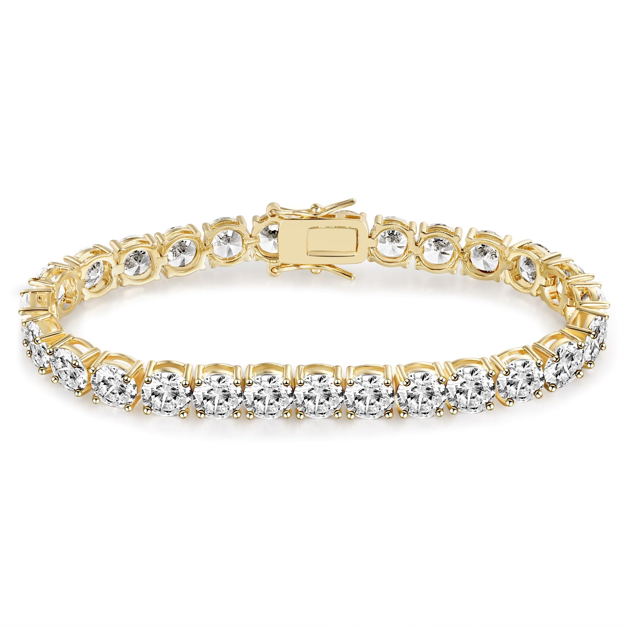 Refined and simplified title: Gemsme 7.0mm White Gold Plated Cubic Zirconia Tennis Bracelet for Men and Women