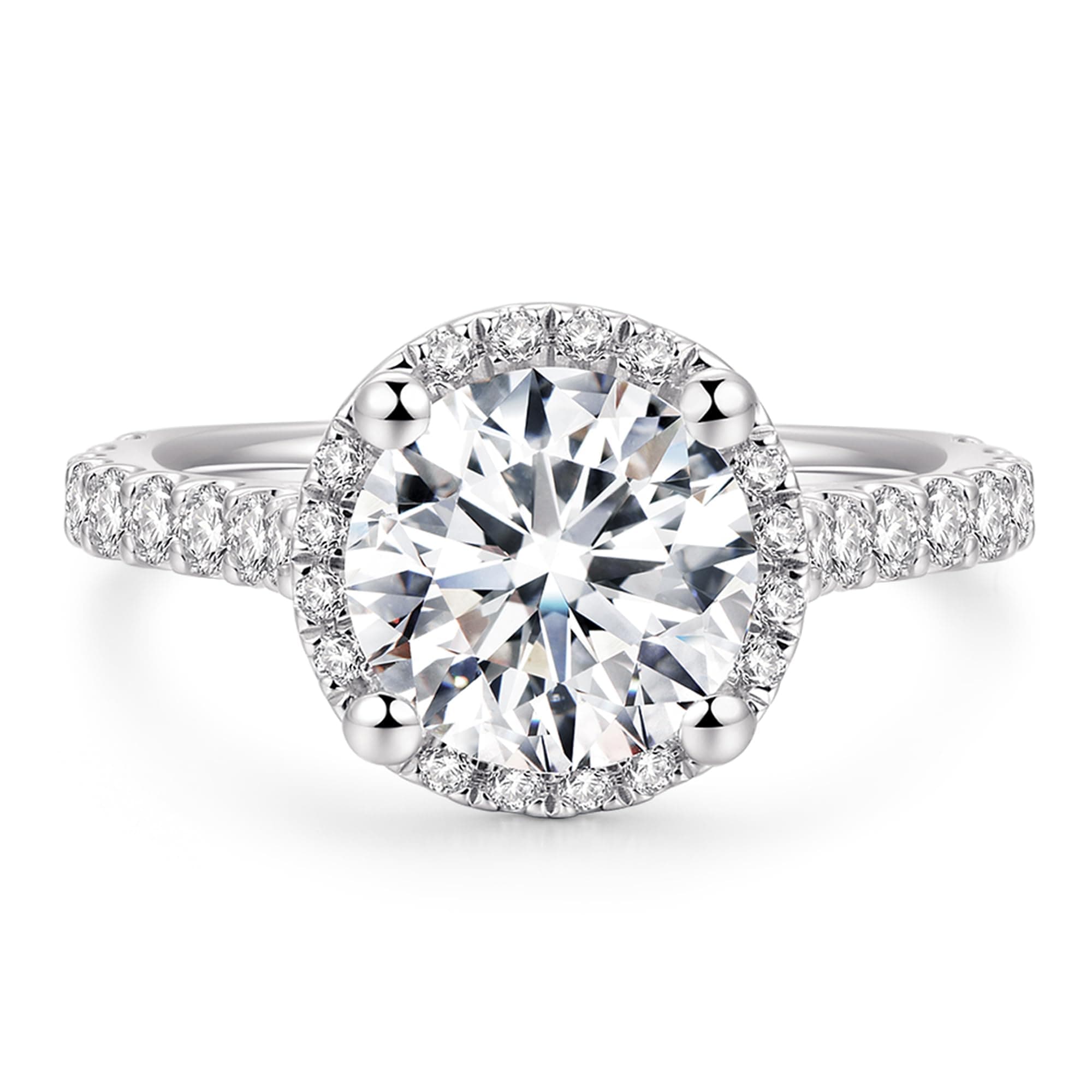 CGSRING 2ct Round Cut Moissanite Halo Engagement Ring for Women