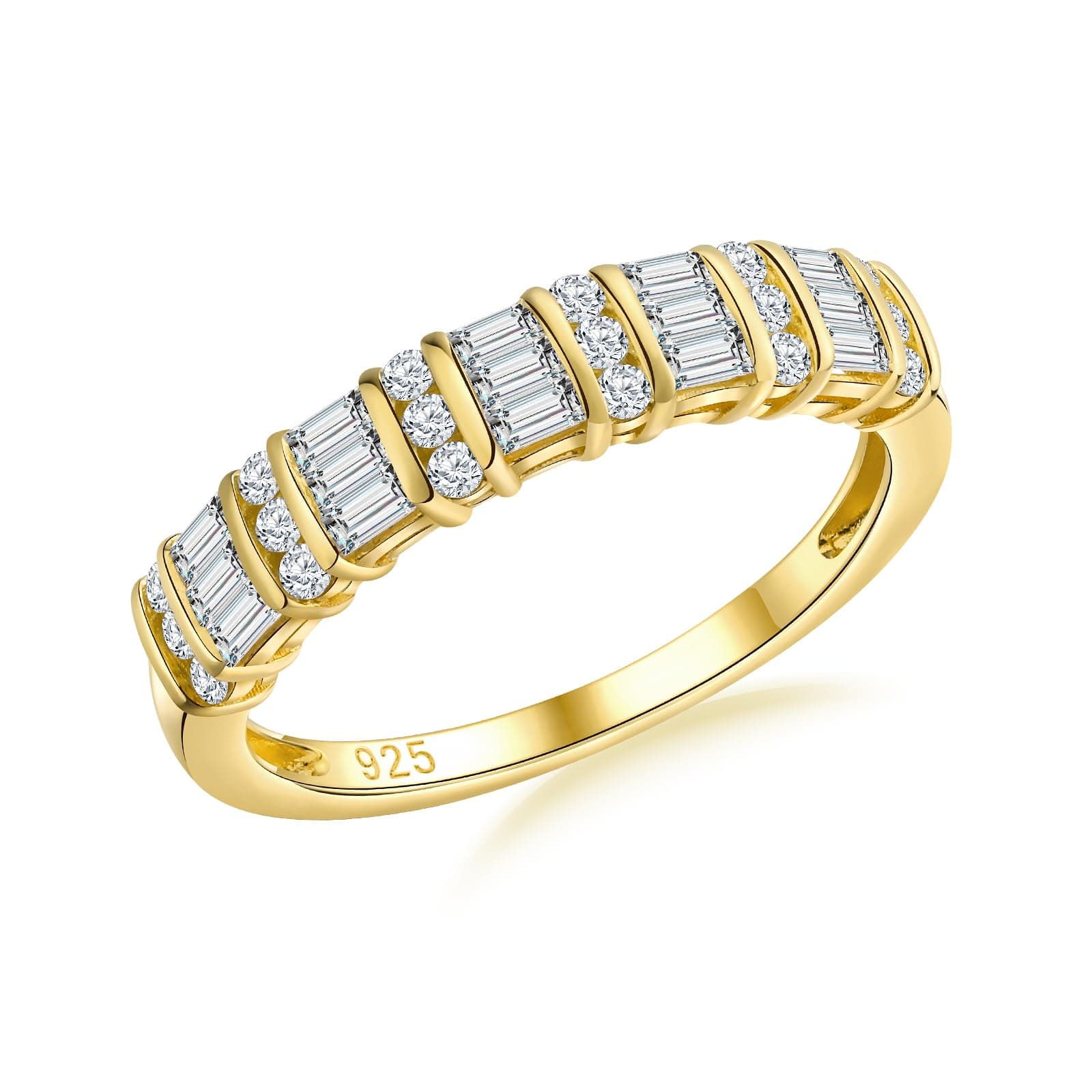 RANDES 925 Sterling Silver Moissanite Half Eternity Bands for All Sizes Sapphire/Emerald/Ruby/Diamond Cz Sizes 6-10