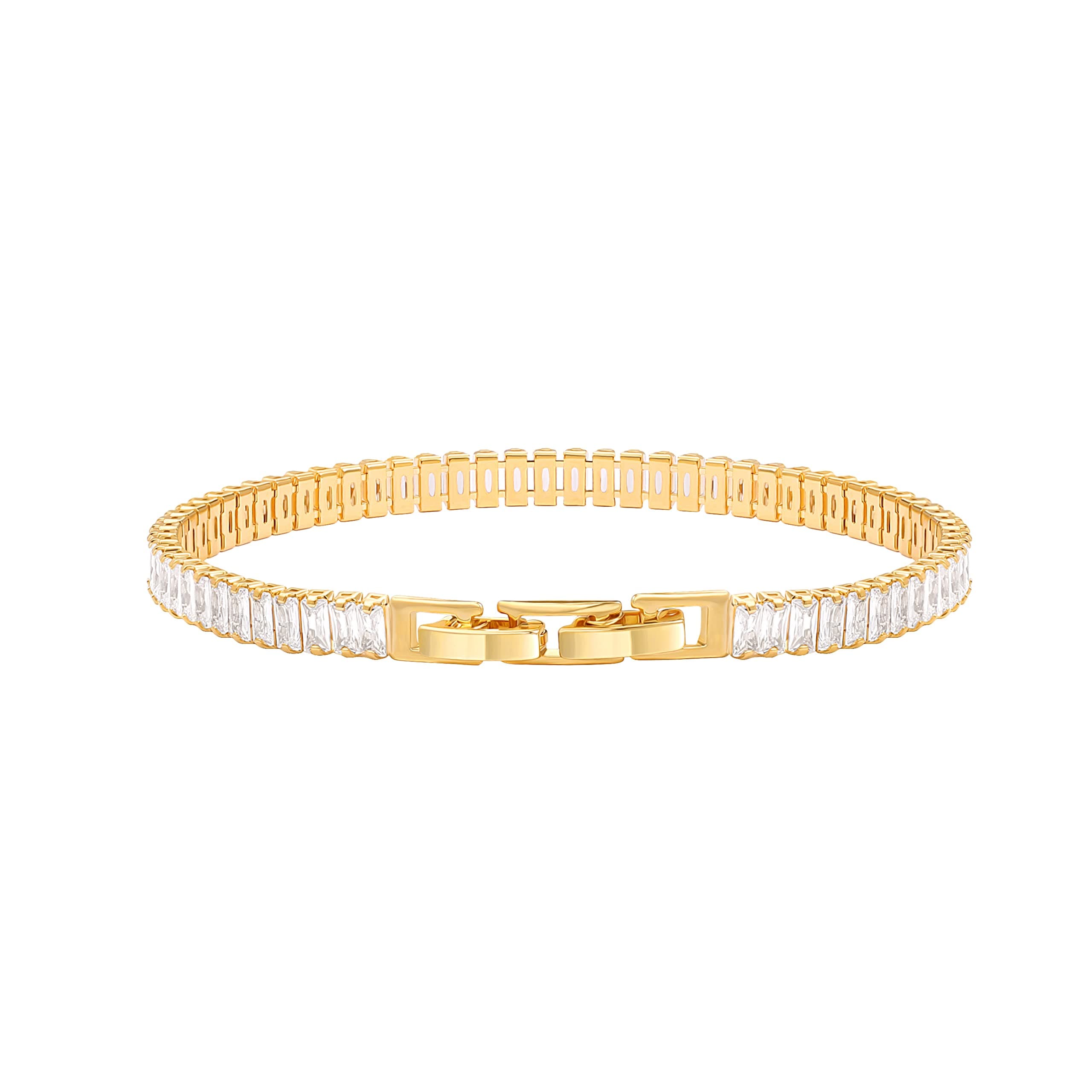 Pearlada 18k Gold Layered Coin Charm Cubic Zirconia Bracelet