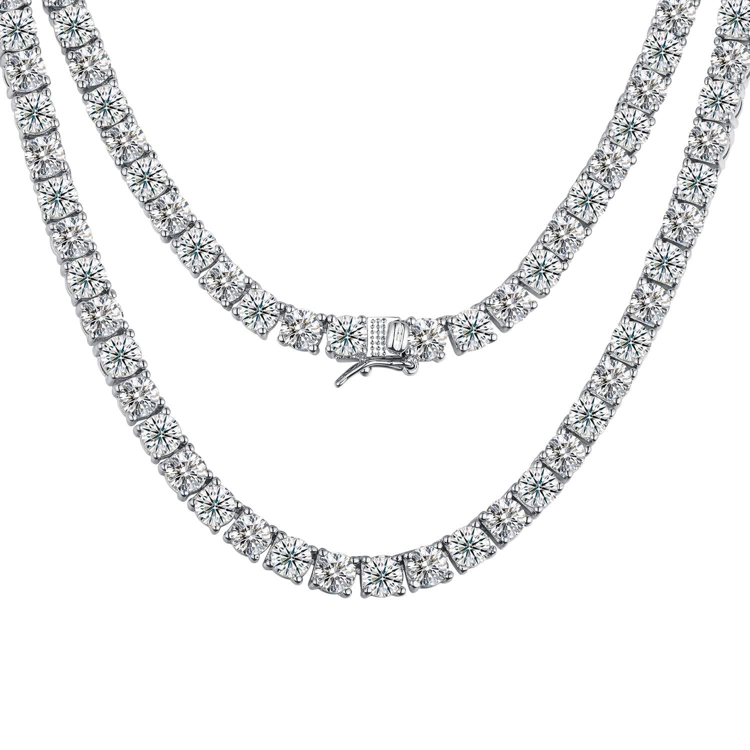 MDFUN 18K White Gold Plated Round Cubic Zirconia Tennis Necklace 14-24 inches