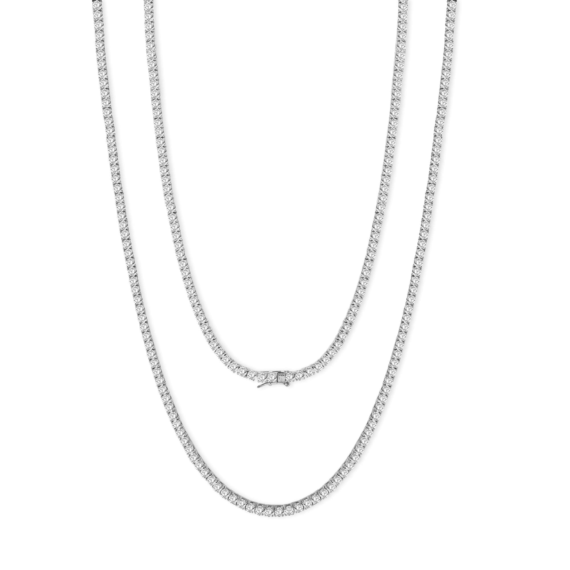 LGYIC White/Yellow Gold Plated 3MM Simulate Diamond Tennis Necklace