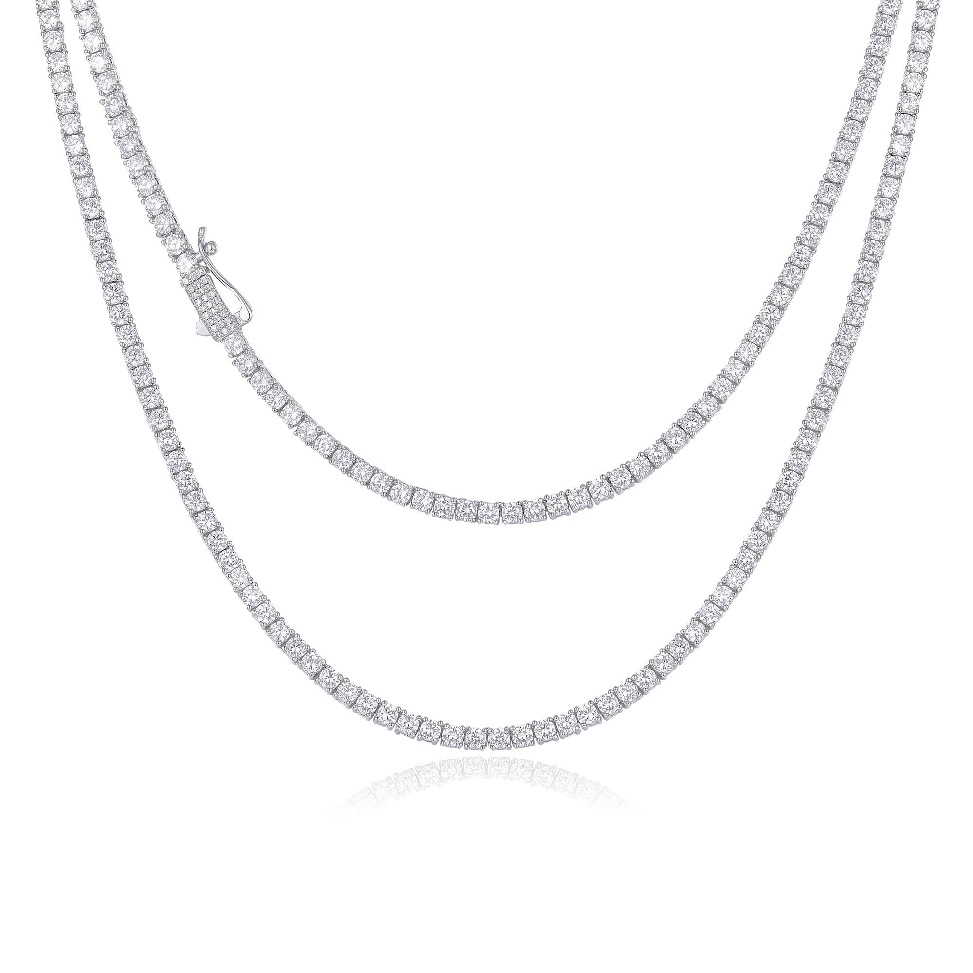 3MM CG&KYGG Men's & Women's White Gold Plated Tennis Necklace (New Safety Clasp, Quality Gift)