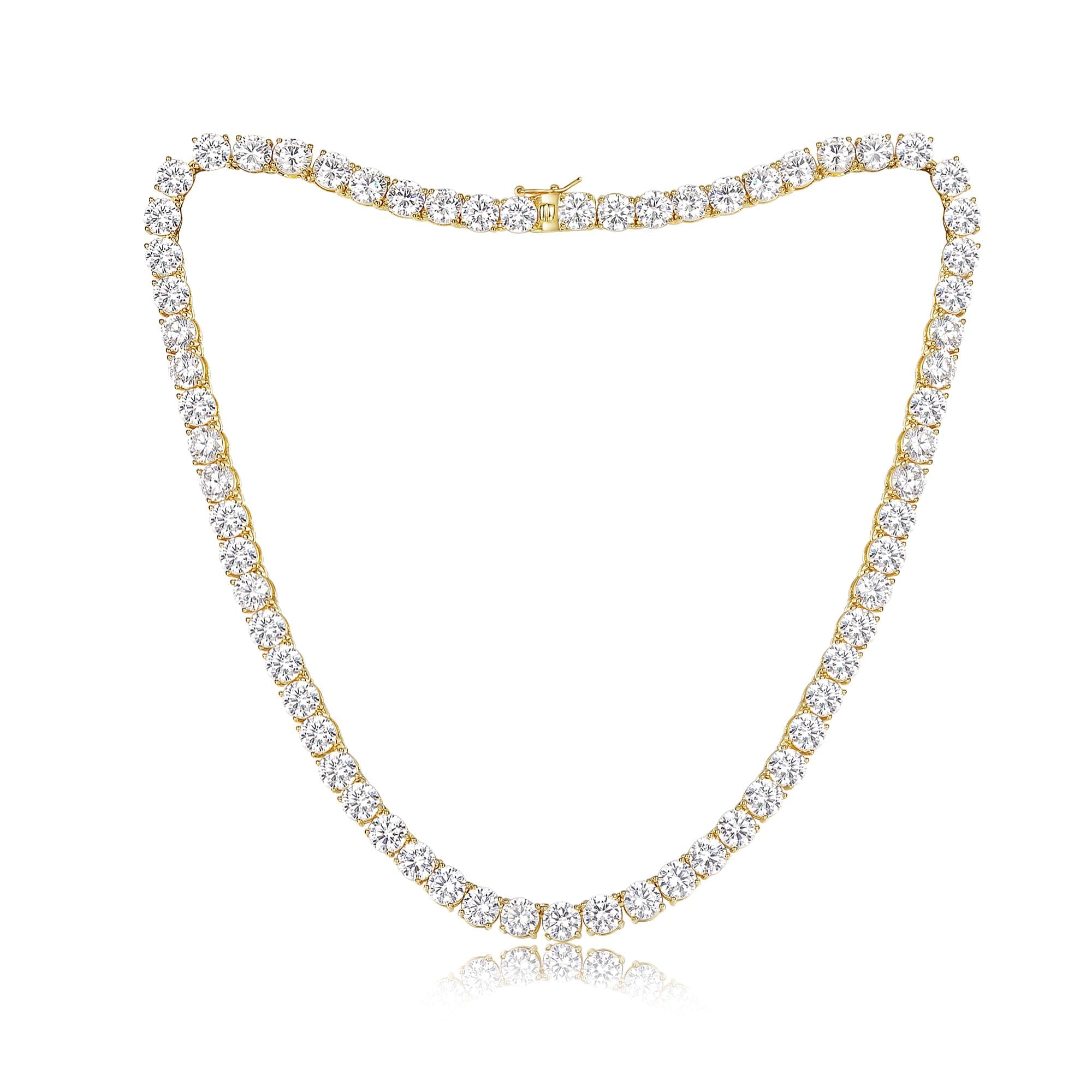 Gemsme 18K Yellow Gold Plated 6mm Round CZ Tennis Necklace