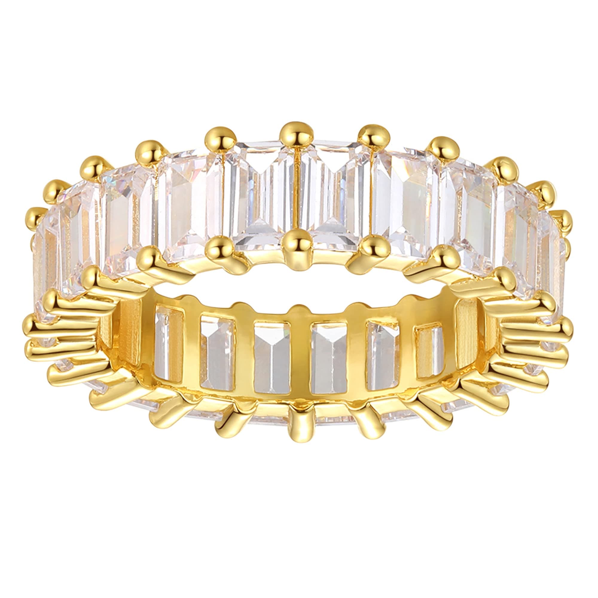 Nossa Green Emerald 5 Carat 18K Gold Plated Eternity CZ Ring