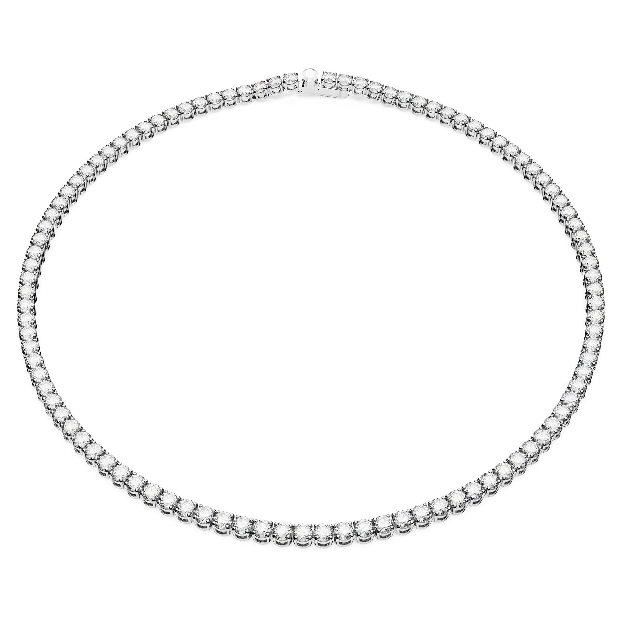 Swarovski Matrix Tennis Necklace, Round Clear Rhodium Finished