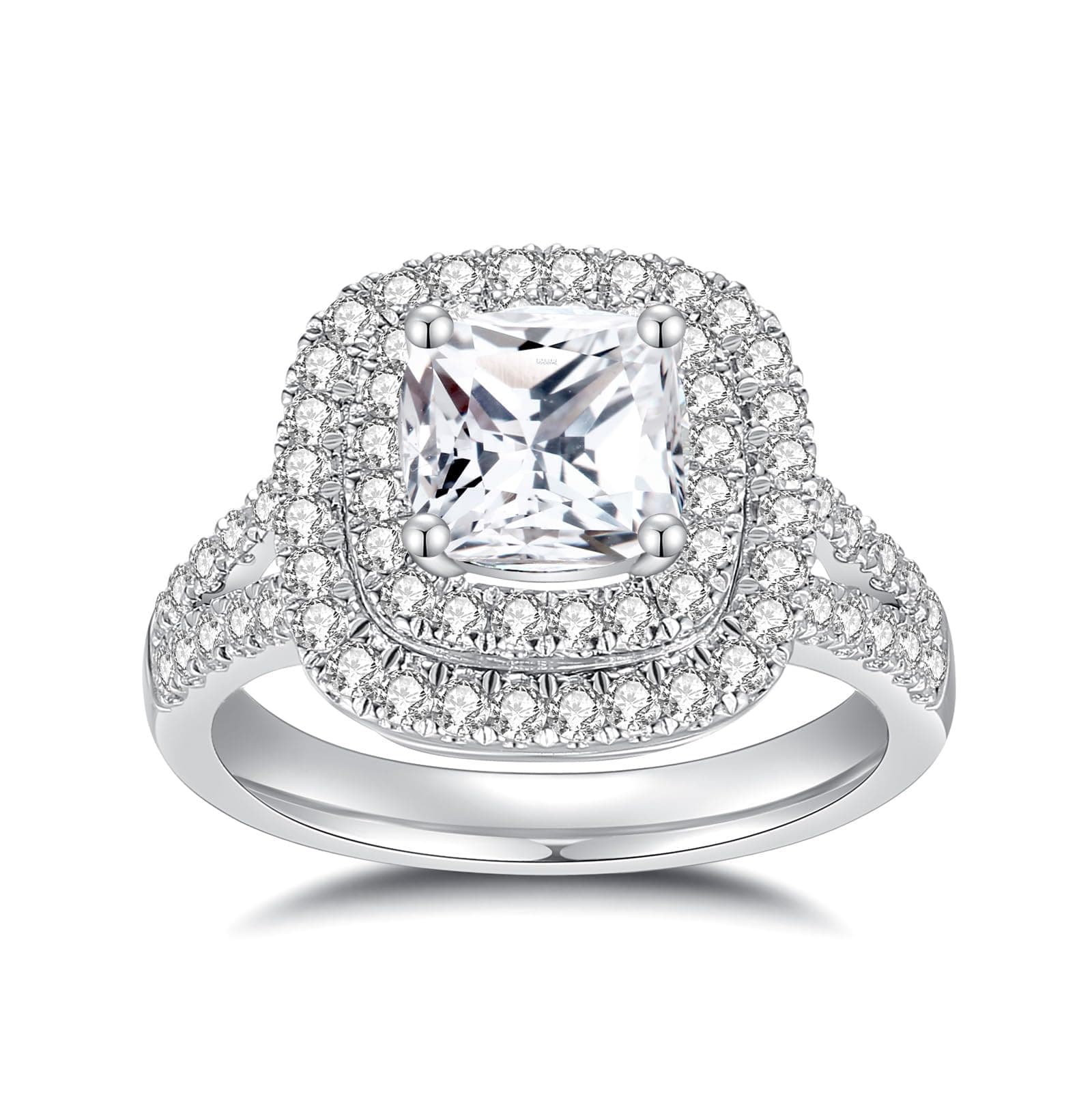 Women's Moissanite Rings, 3CTTW Cushion Cut Engagement Rings