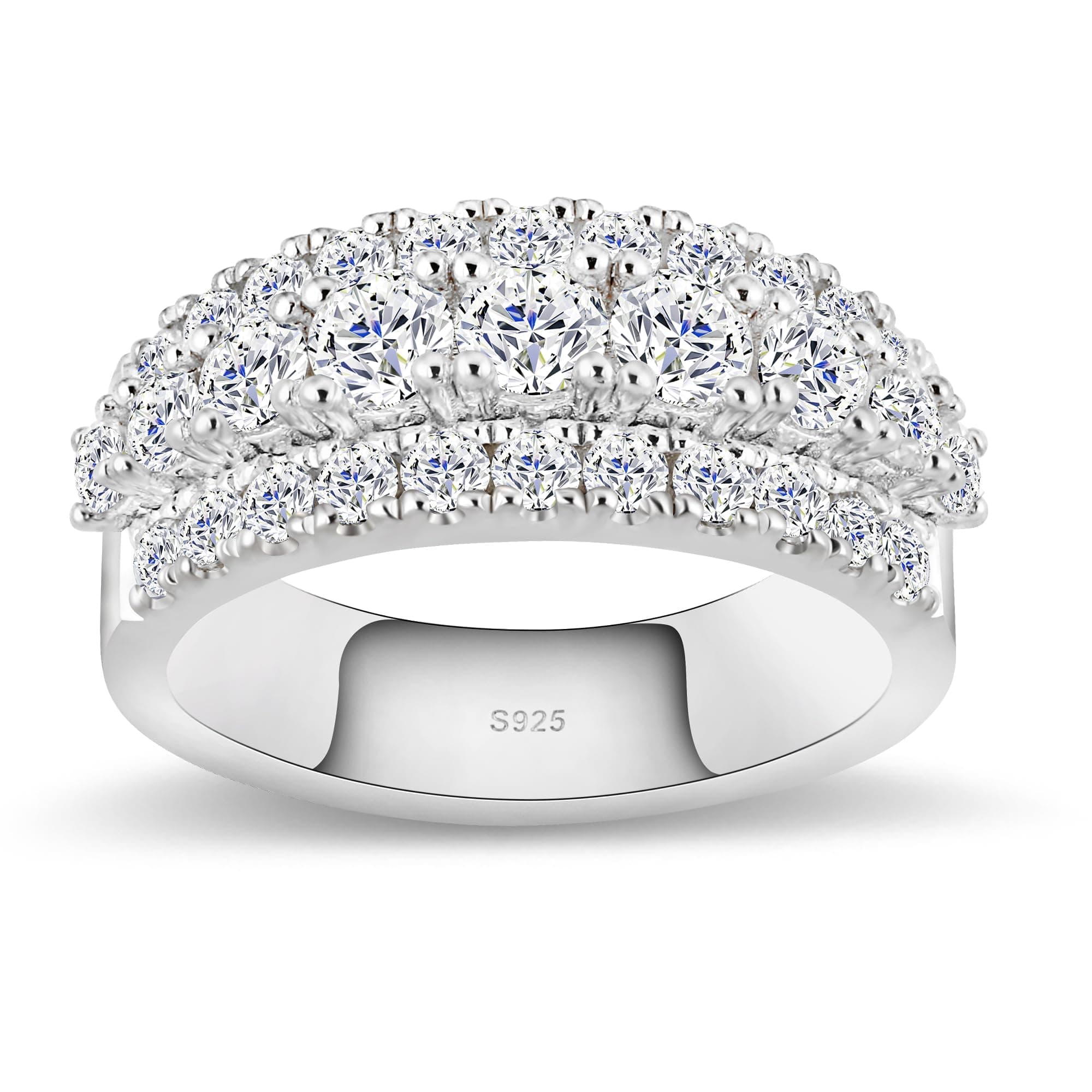 Boieiyftrp D Color VVS1 Moissanite Wedding Ring, Sterling Silver Plated 18k White Gold