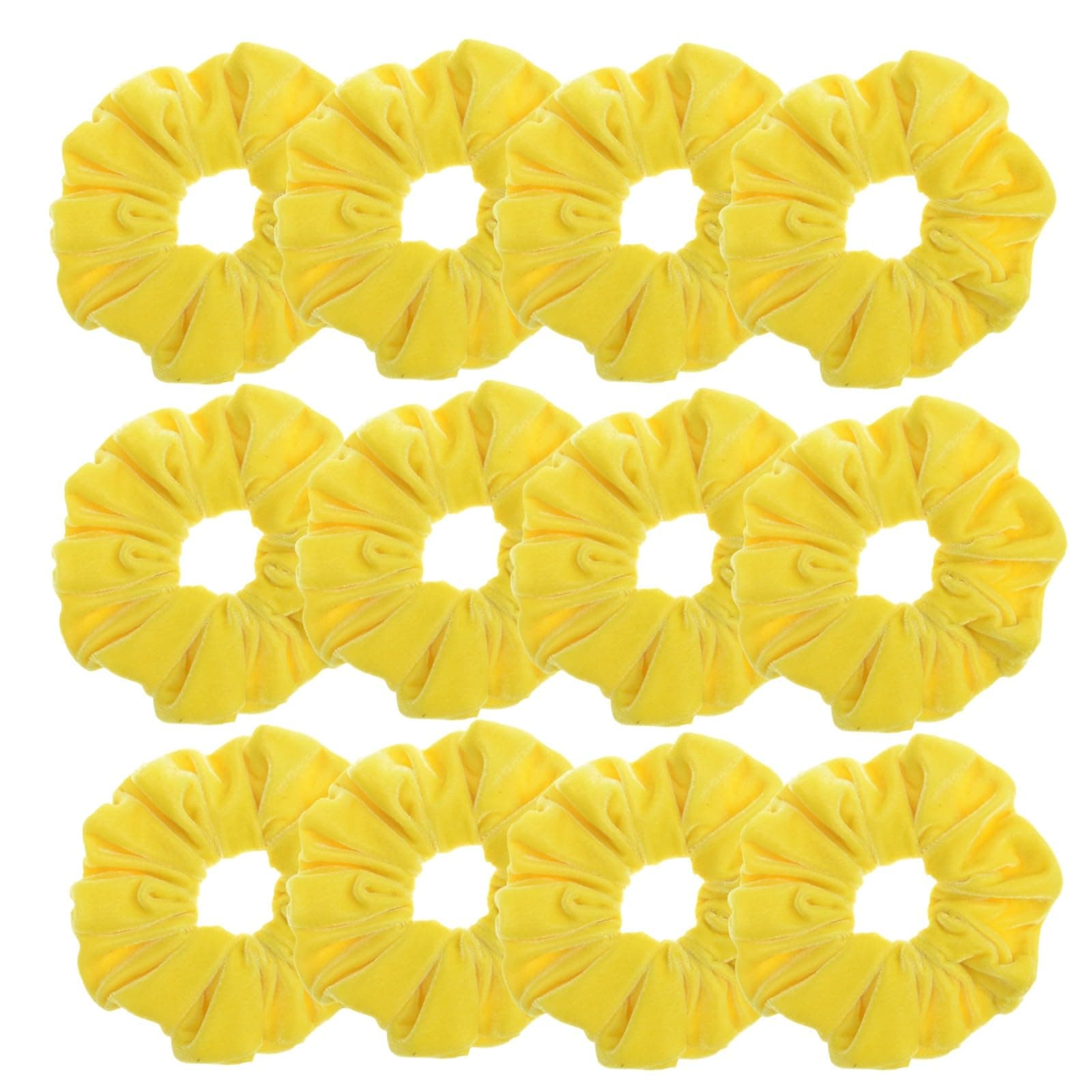 Large Yellow Velvet Scrunchies for Thick Hair (12pcs)
