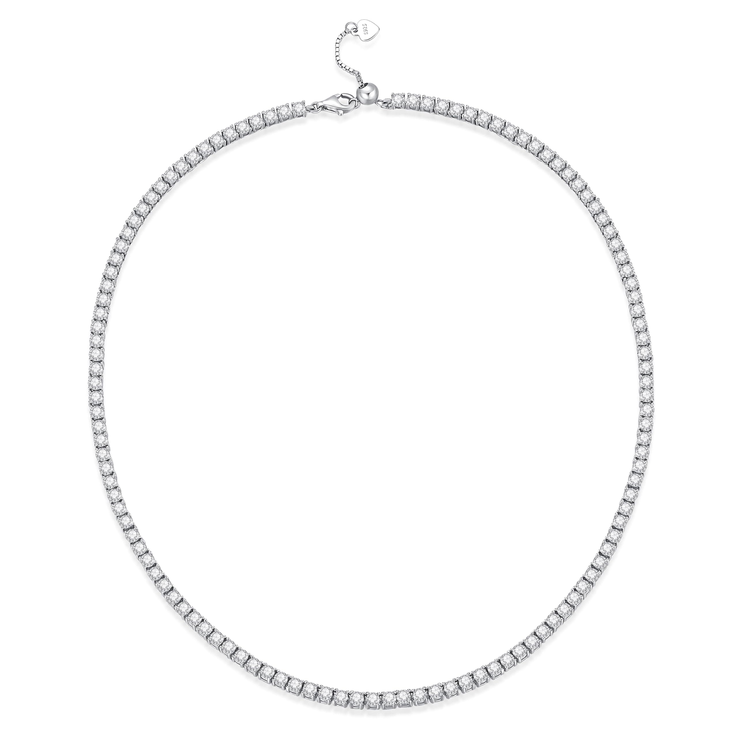 Refined Title: Sterling Silver 925 Tennis Necklace with Simulated Diamond 5A Cubic Zirconia for Women