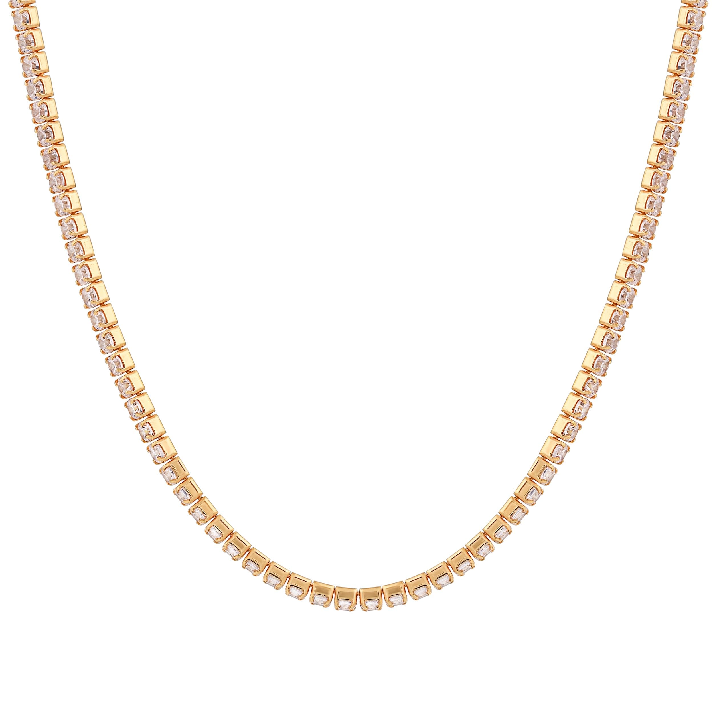 MIONZA 18K Gold Vermeil Simulated Tennis Choker Necklace for Women