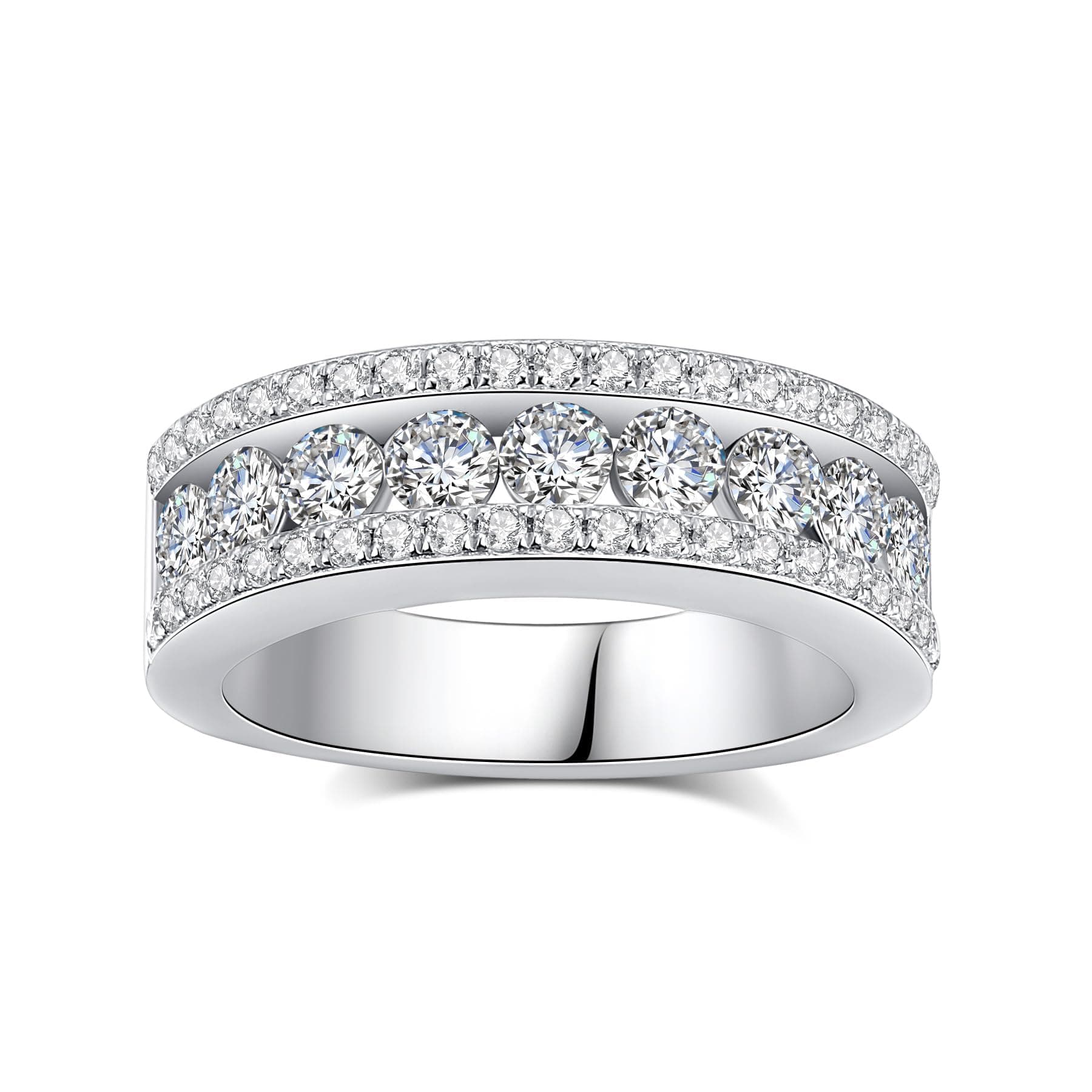 VAXOJEL D Color VVS1 Moissanite Engagement Ring 18K White Gold Plated Sterling Silver