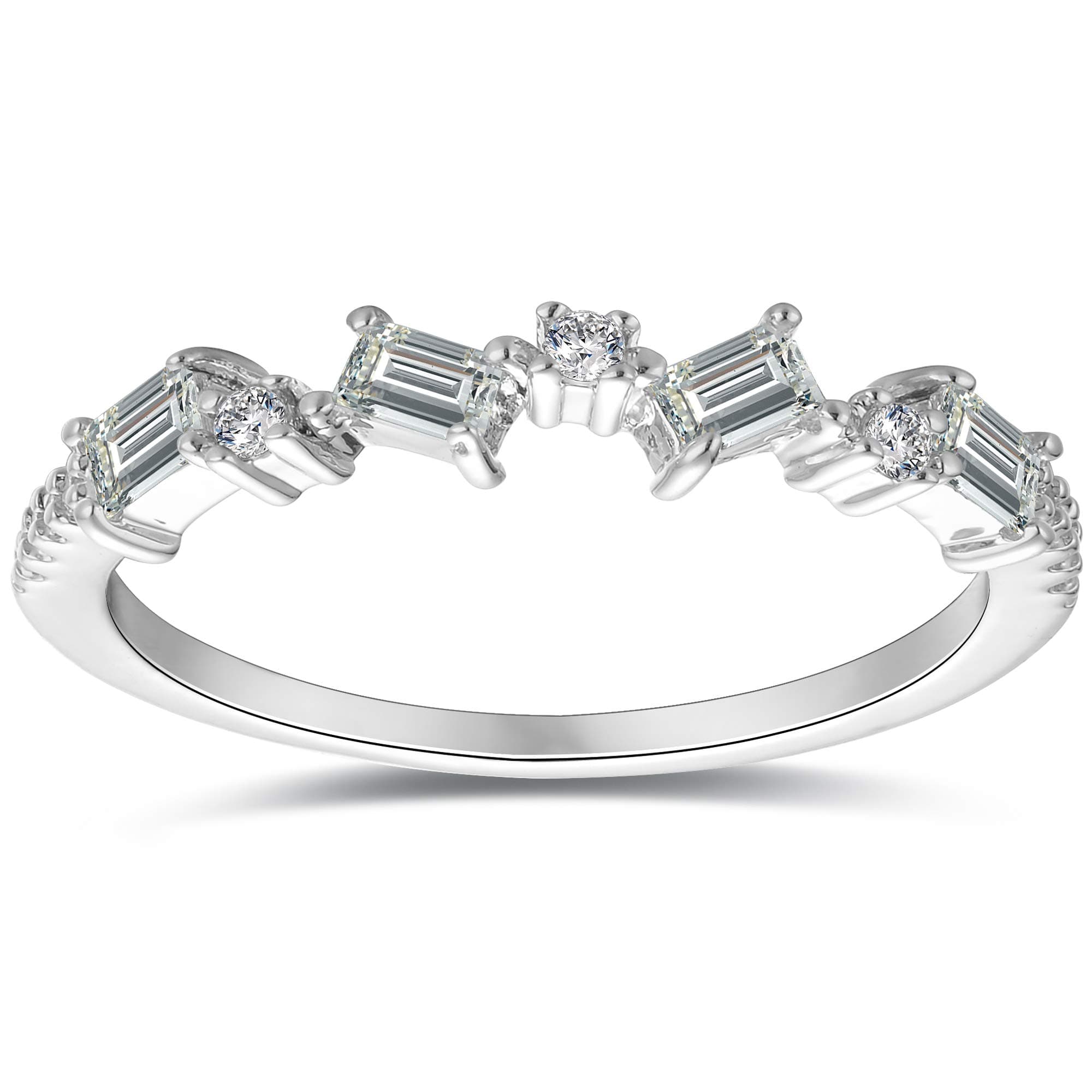 BLOSSOM & HUE .925 Sterling Silver Baguette CZ Half Eternity Ring