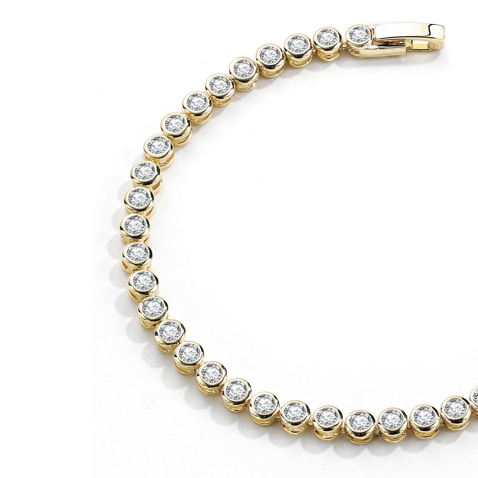 FANZE Classic Women's 14K Gold-Plated 3-5MM CZ Tennis Bracelet