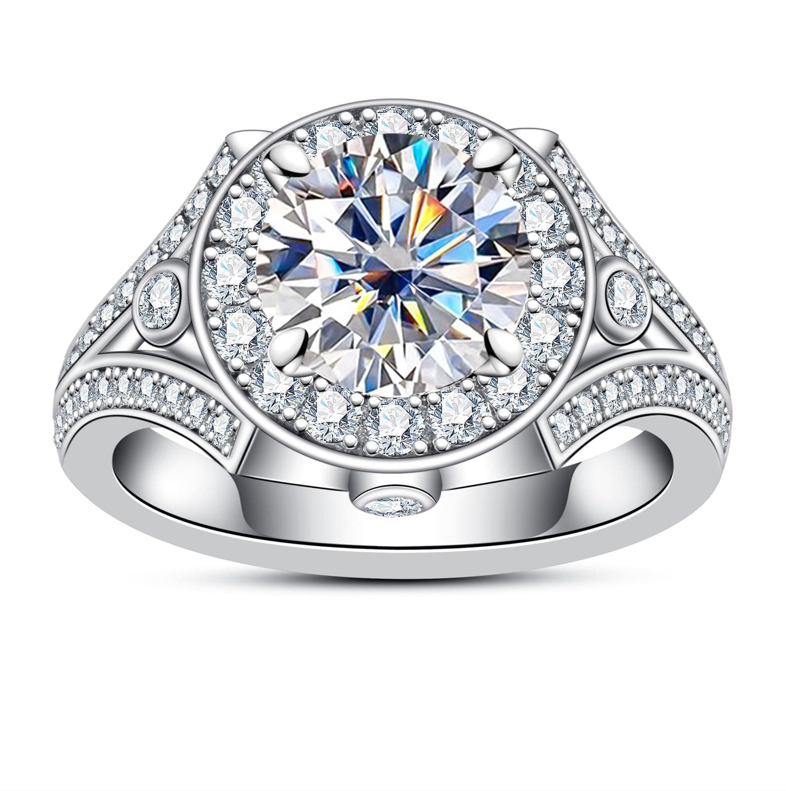 AimiIee Moissanite Engagement Ring 1.2-2.8CTTW VVS1 925 Sterling SilverVintage Halo Ring