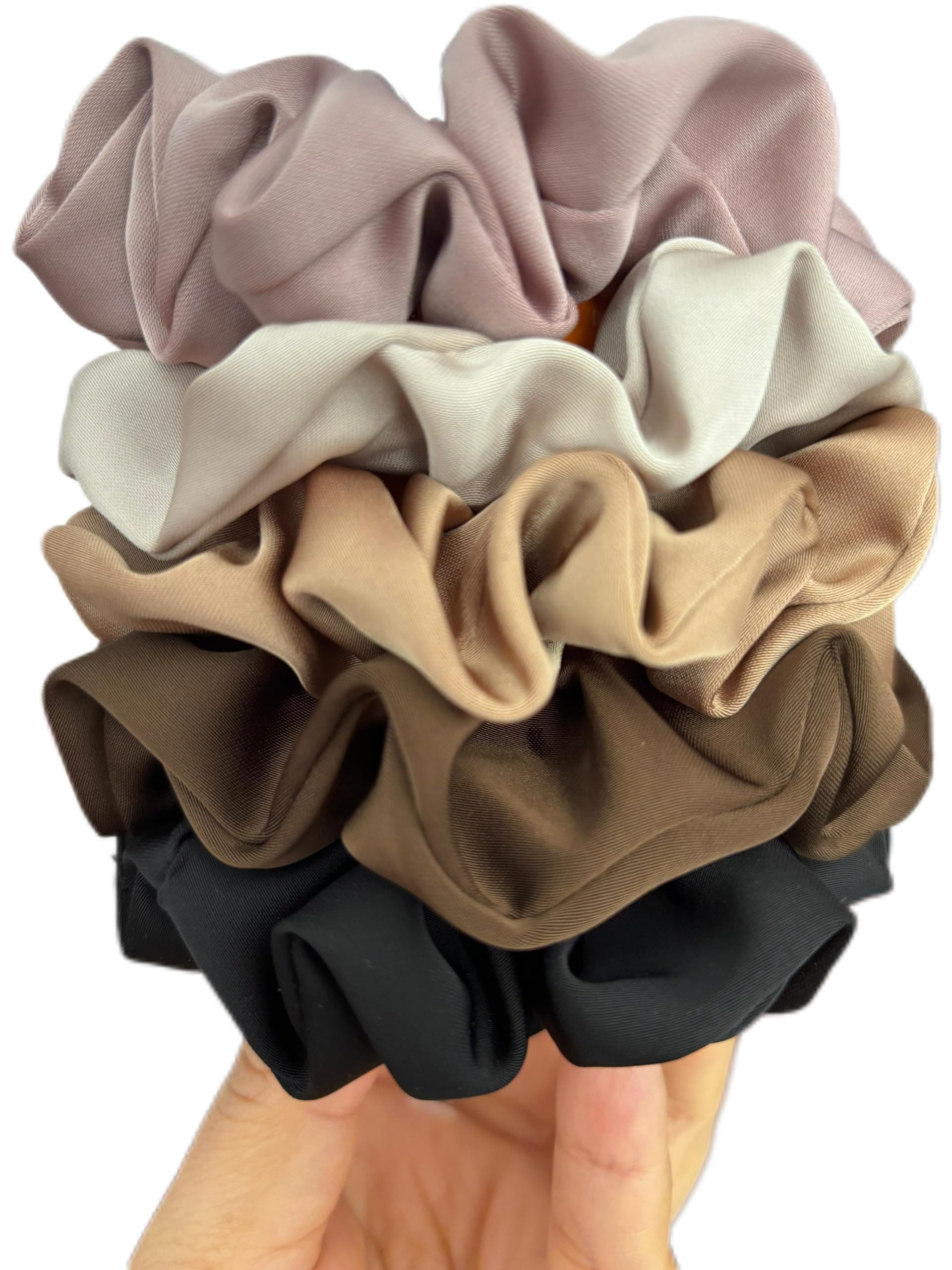 5 Pack Satin Silk Scrunchies for Curly and All Hair Types