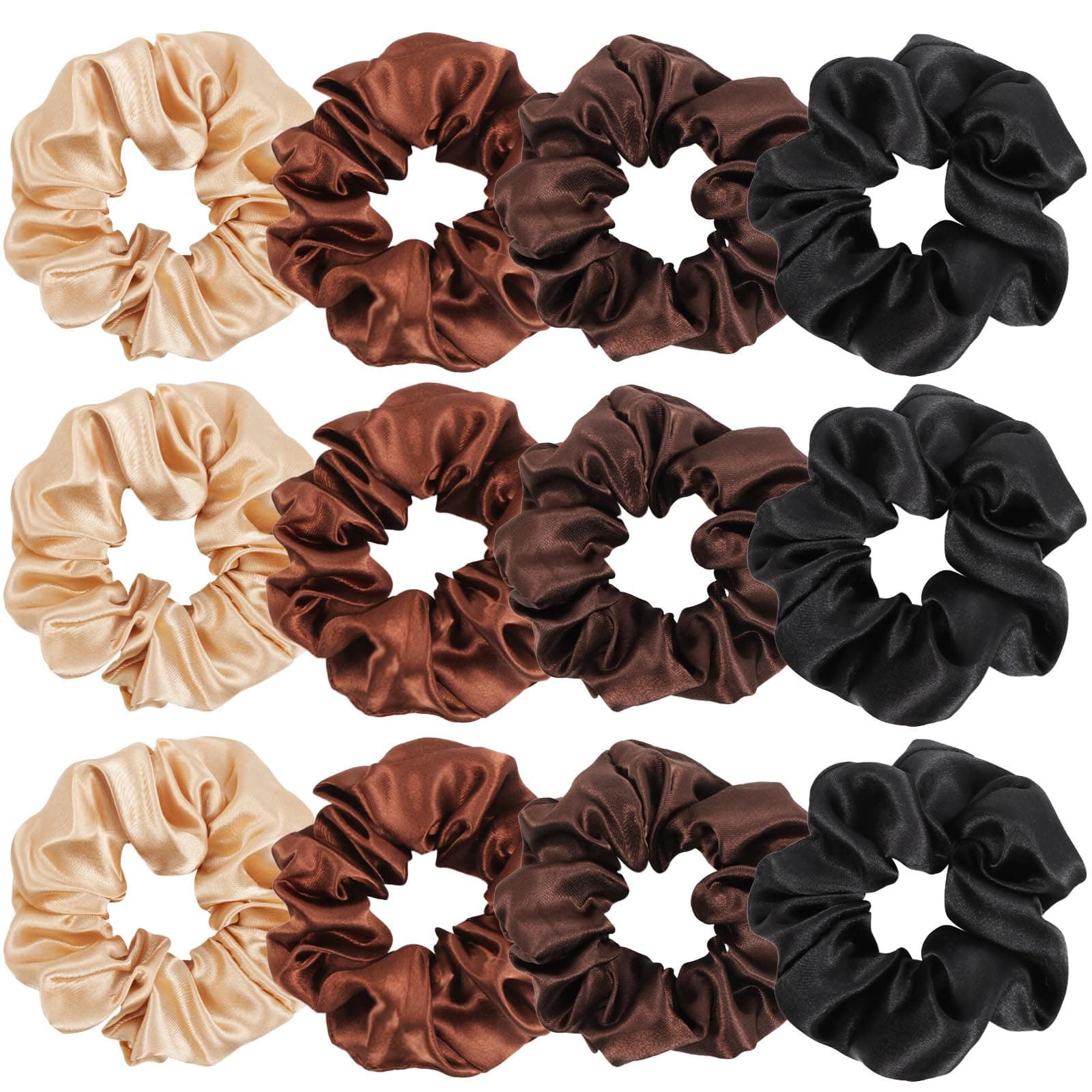 12 Pcs Mulberry Silk Satin Scrunchies for Women and Girls