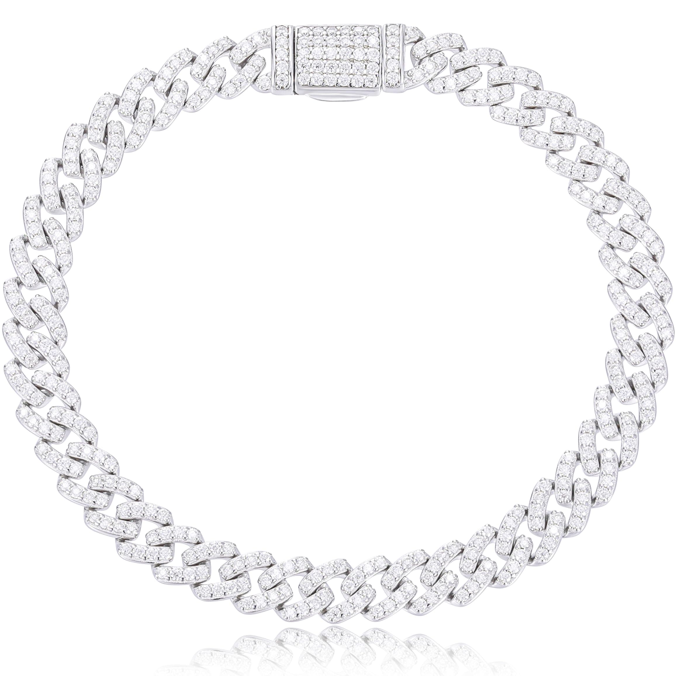 TUHE Men's 1.72-2.52 Carats Moissanite 6MM Cuban Bracelet 18K Gold Plated 925 Sterling Silver Miami Link Clasp