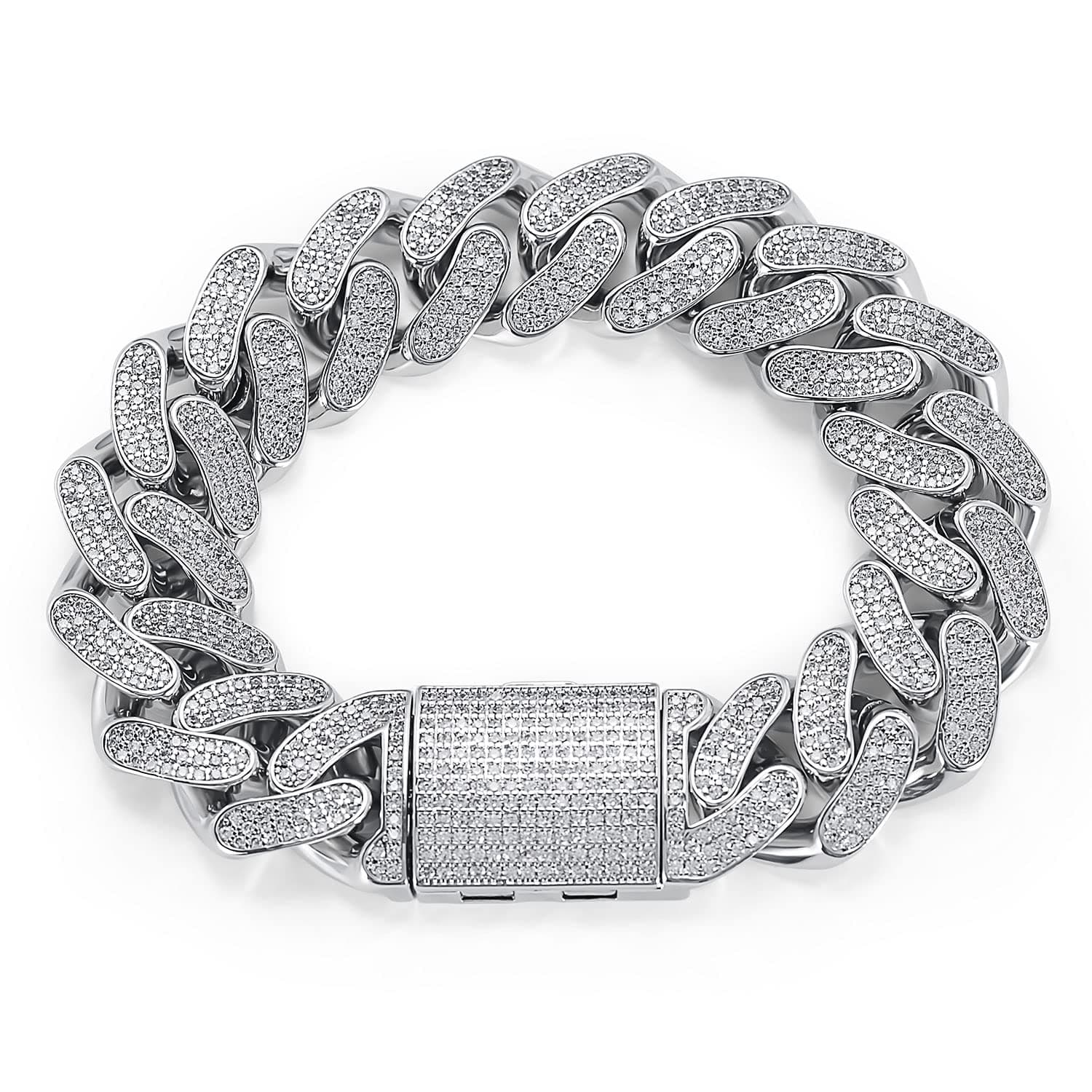 MOFEIJEWEL 18K Gold Plated 15mm Cuban Link Bracelet for Men