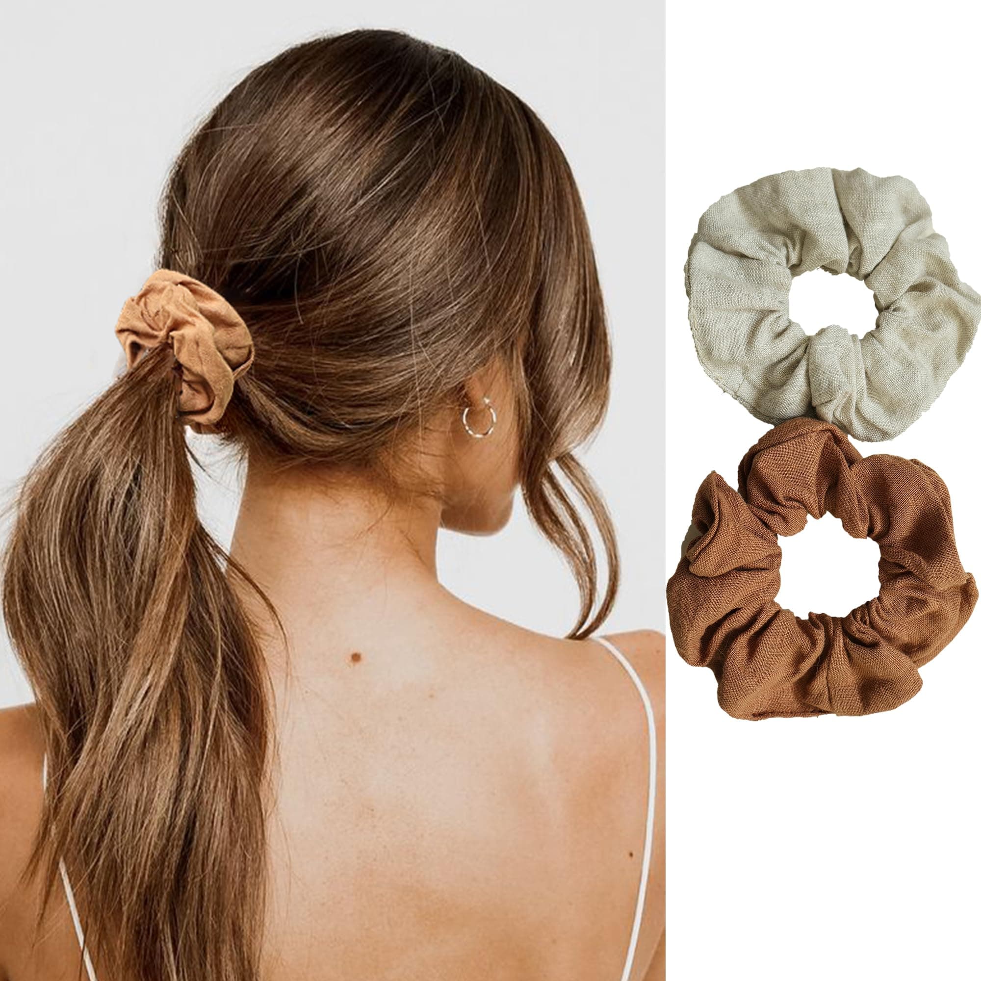 Linen Hair Scrunchies for Women and Girls