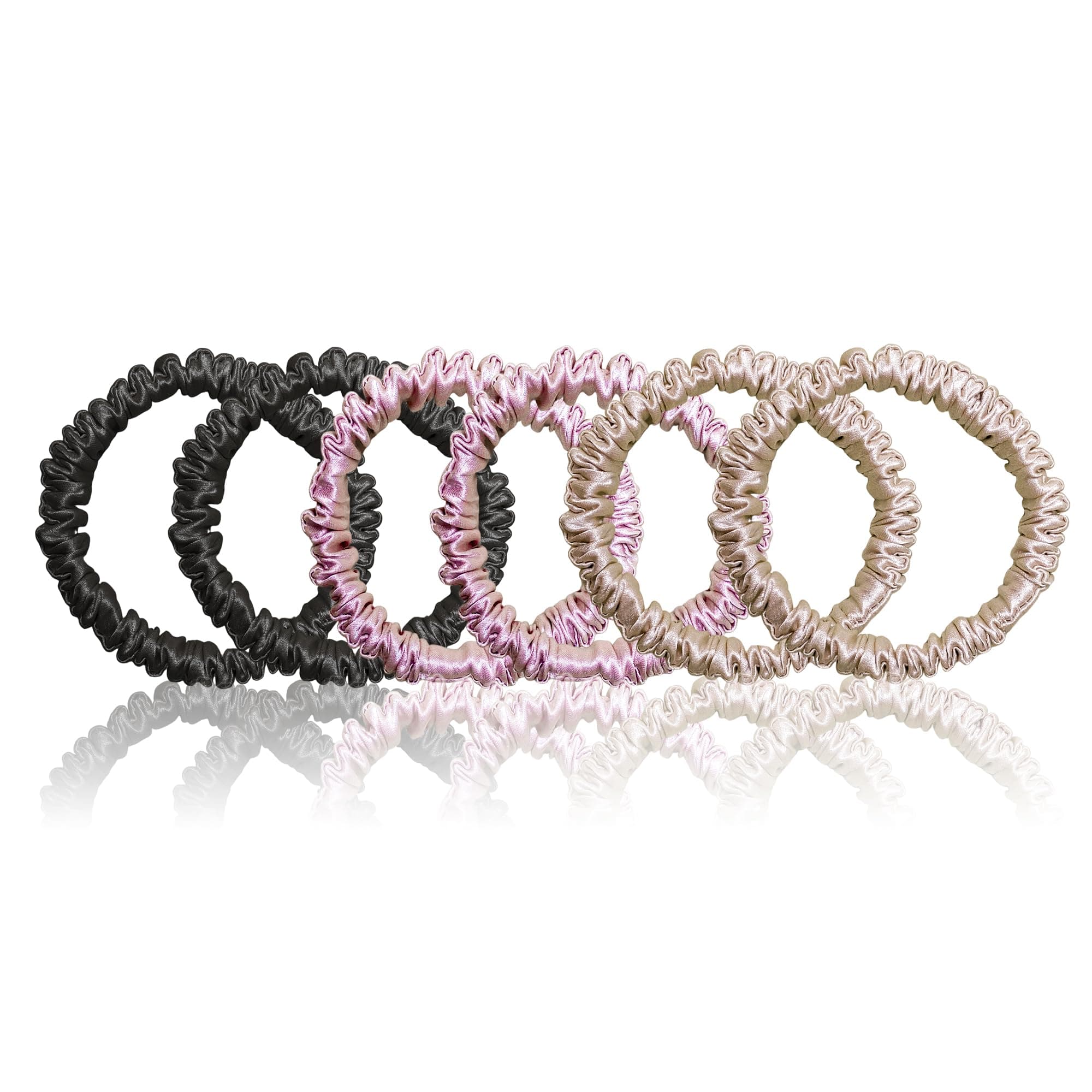 Chloven 6 Pack Mulberry Silk Scrunchies - 100% Pure Silk Hair Ties for Women