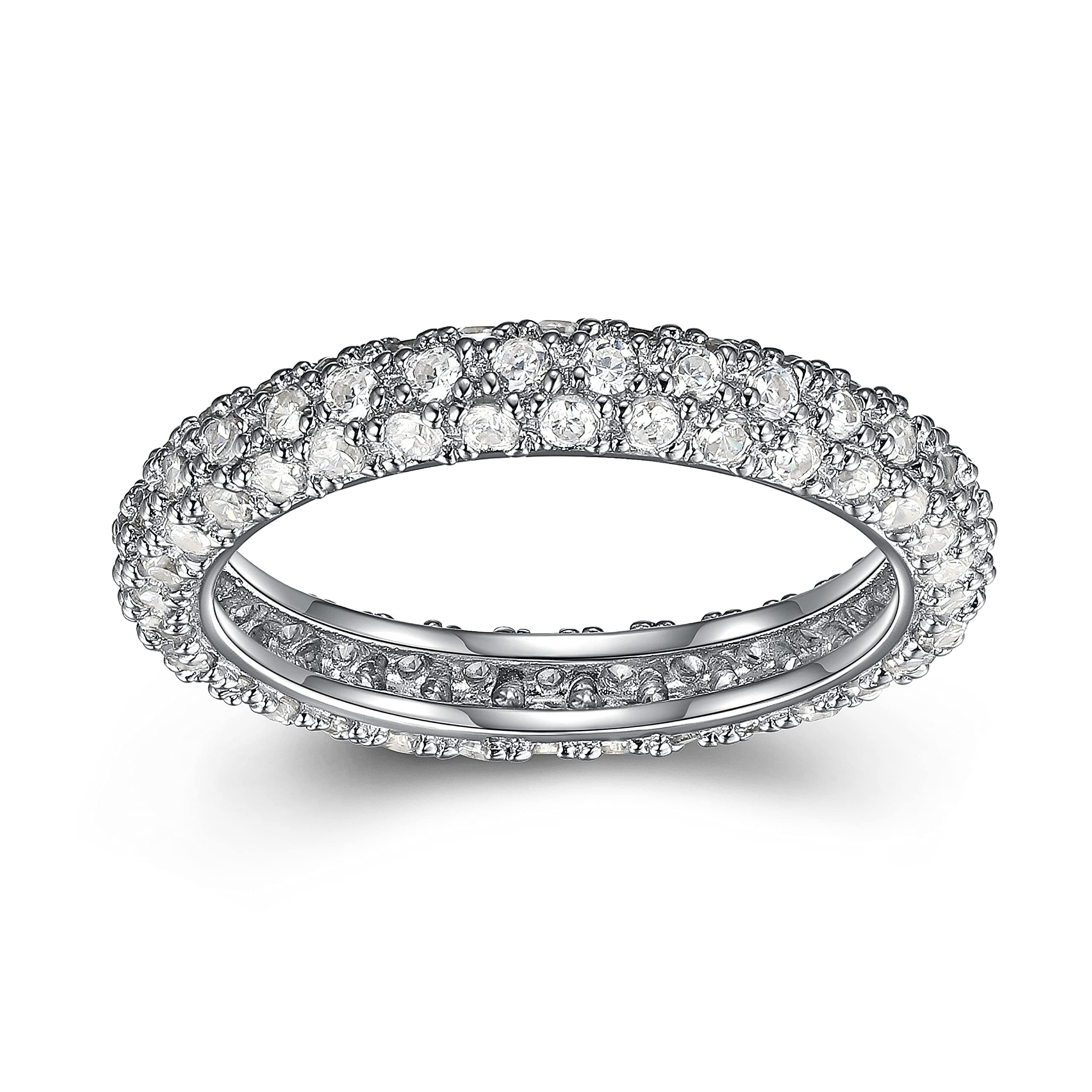MORGAN & PAIGE Rhodium Plated Cubic Zirconia Eternity Ring for Women