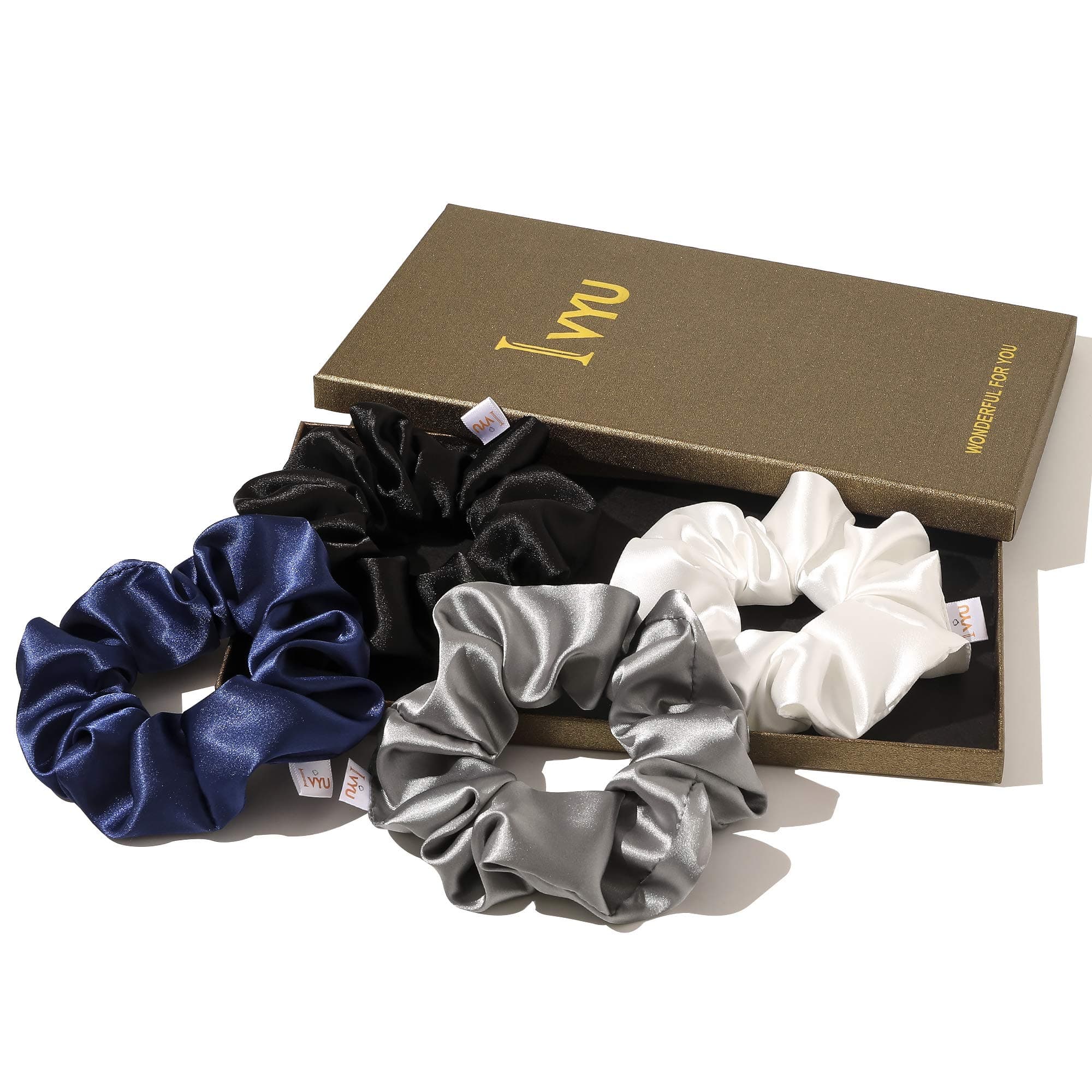 Silk Scrunchies Hair Ties for Girls & Women, Soft No-Crease Ponytail Holders