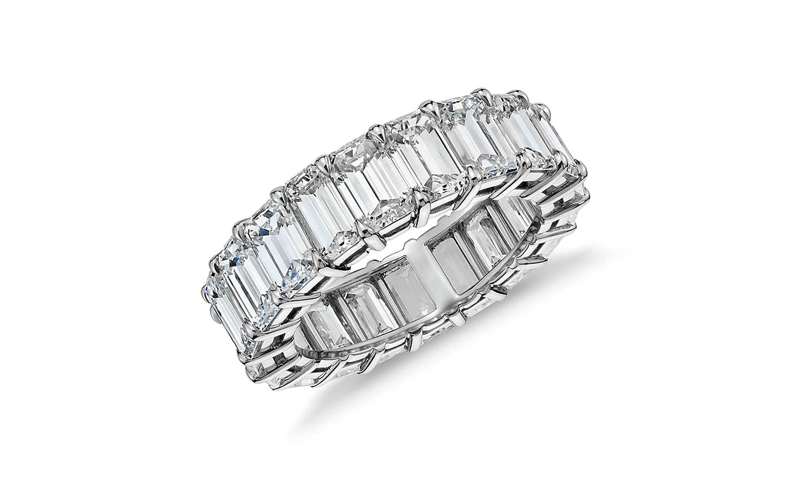 NYC Sterling Emerald Cut eternity band CZ ring