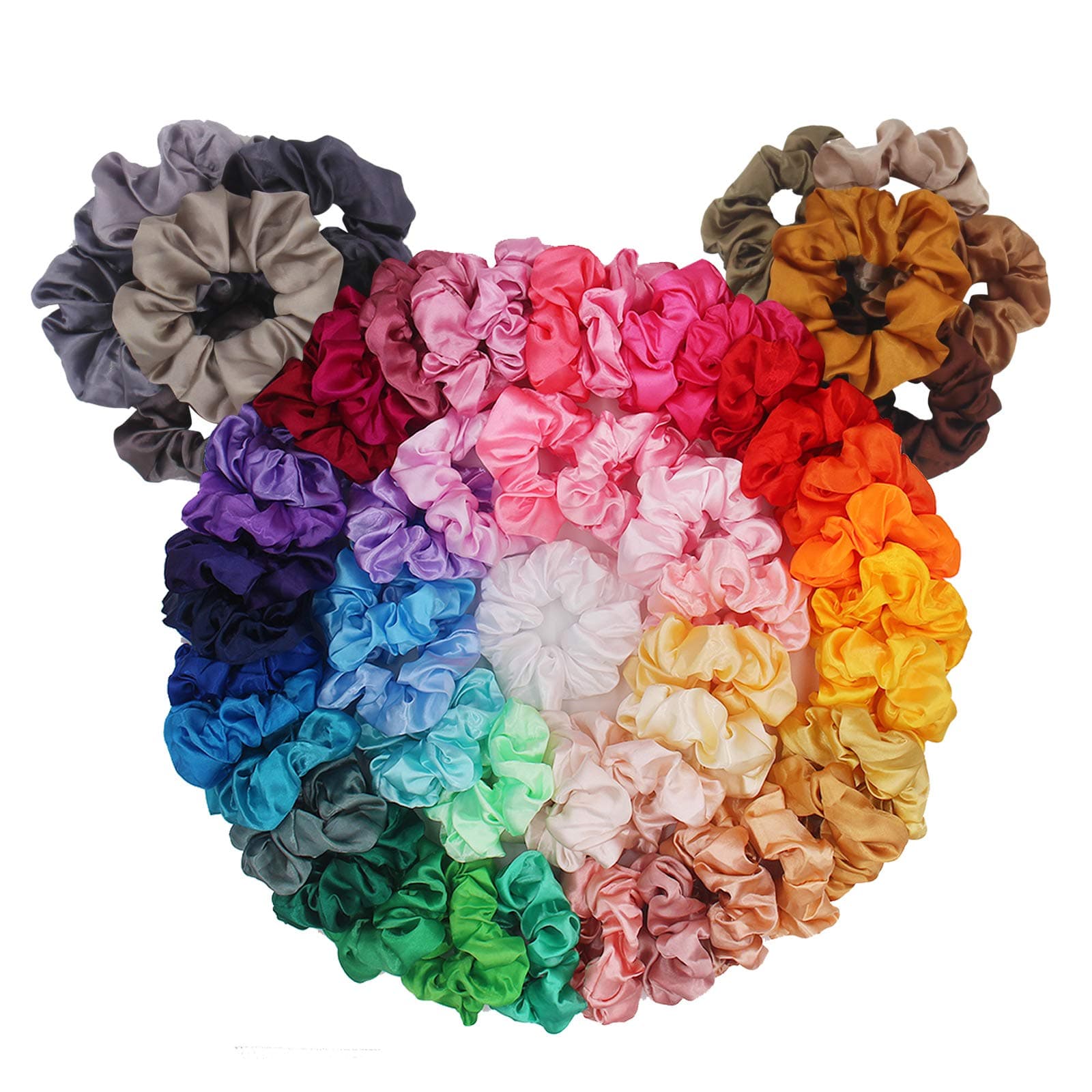 BeeVines Silk Scrunchies for Women & Girls, 60 Pack Birthday Gift