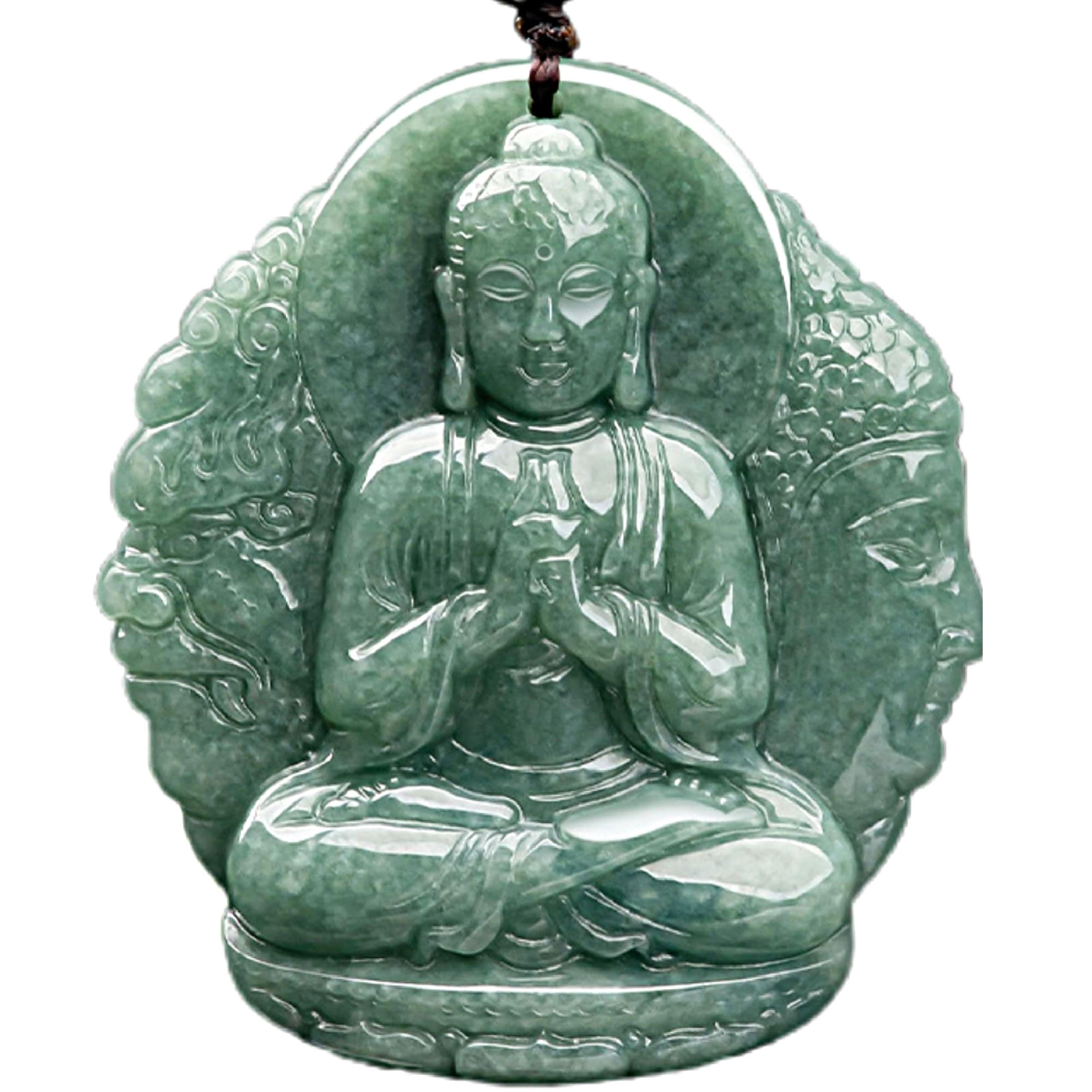 Natural Jade Buddha Necklace Pendant for Men and Women