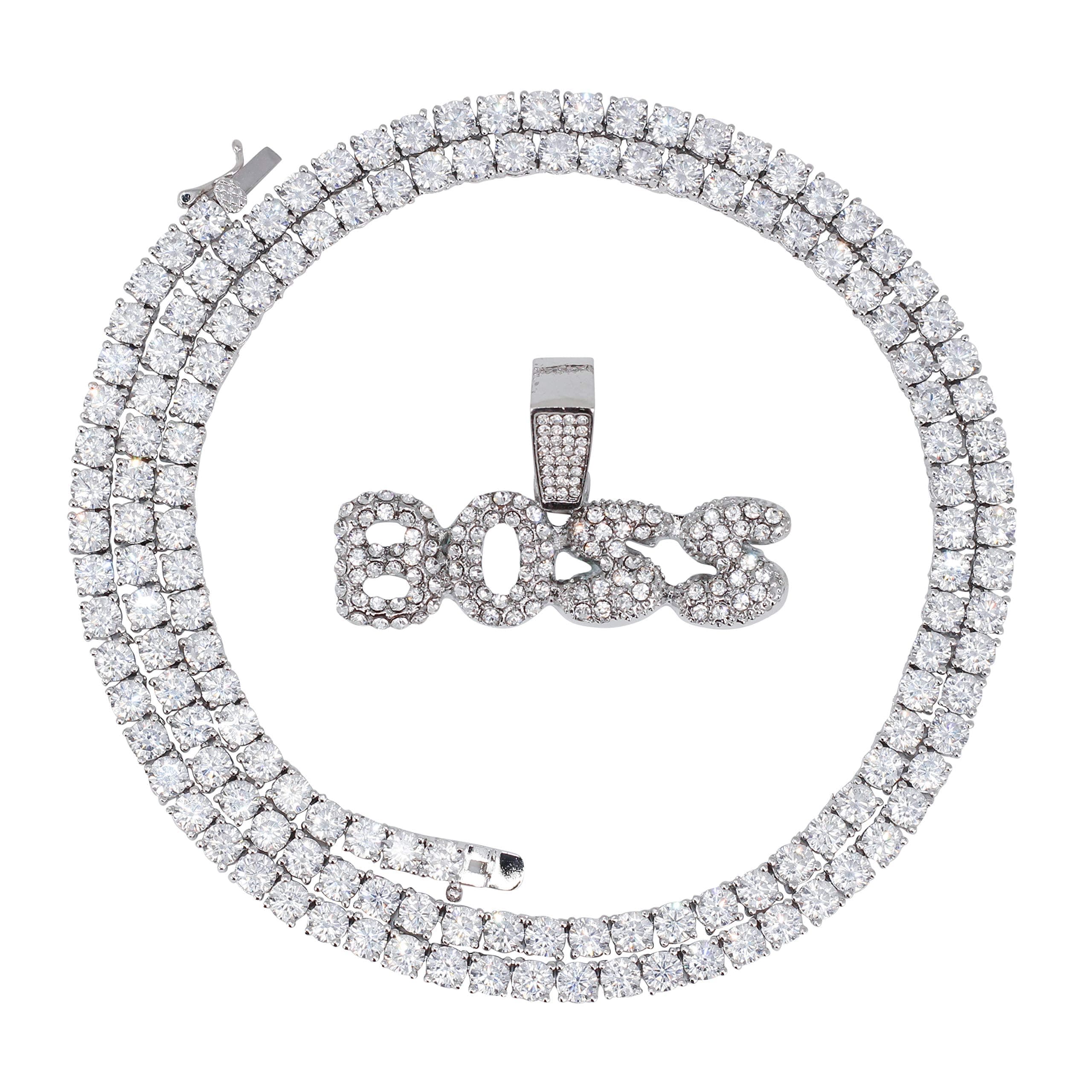 Men's Techno Pave Iced-Out CZ Tennis Chain Pendant