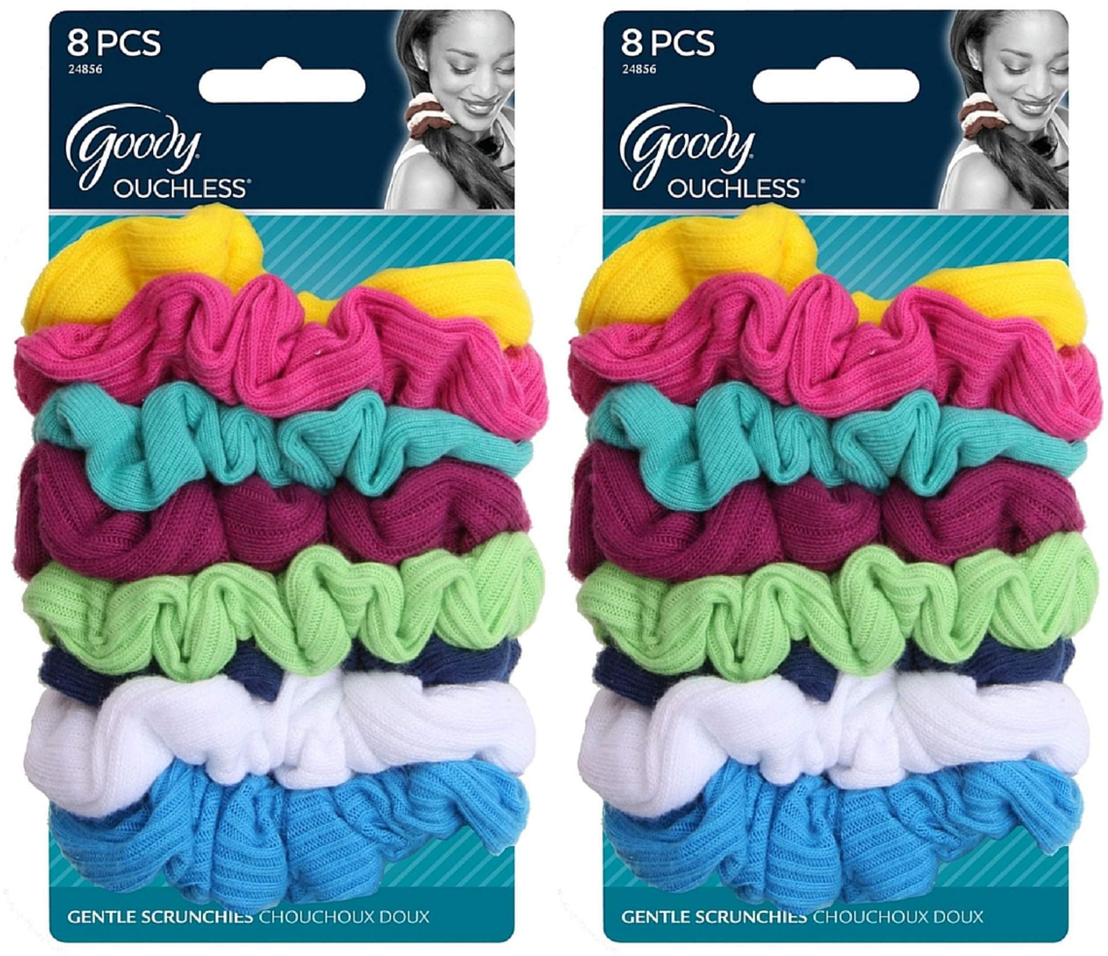 Refined Title: GOODY Women's Ouchless Jersey Scrunchies, 8 Count, 2 Pack