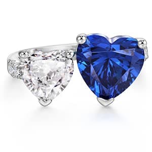 Michooyel S925 Sapphire Heart Open Ring with Cubic Zirconia Statement Ring for Women