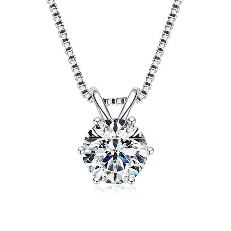 18K gold or white gold moissanite 1 carat circular cut pendant necklace for women, holiday gift with box