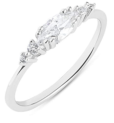 Milla 925 Sterling Silver CZ Cluster Engagement Ring, 14K Gold Plated, Stackable, Hypoallergenic, Comfort Fit